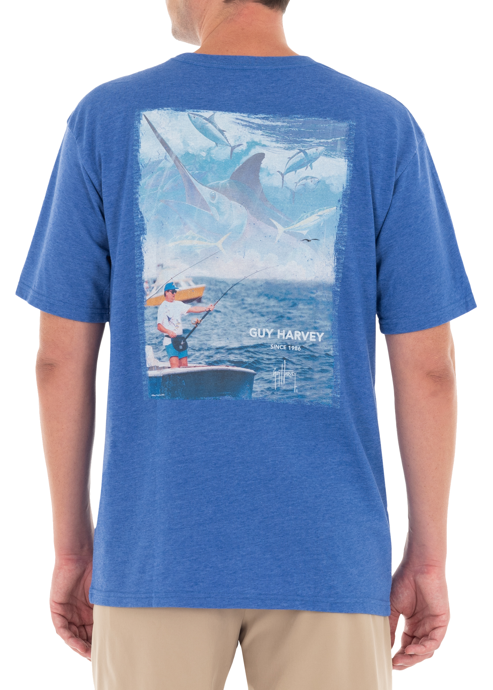 Guy Harvey Dr. Harvey Fishing Short-Sleeve T-Shirt For Men - Heather Royal - M product image