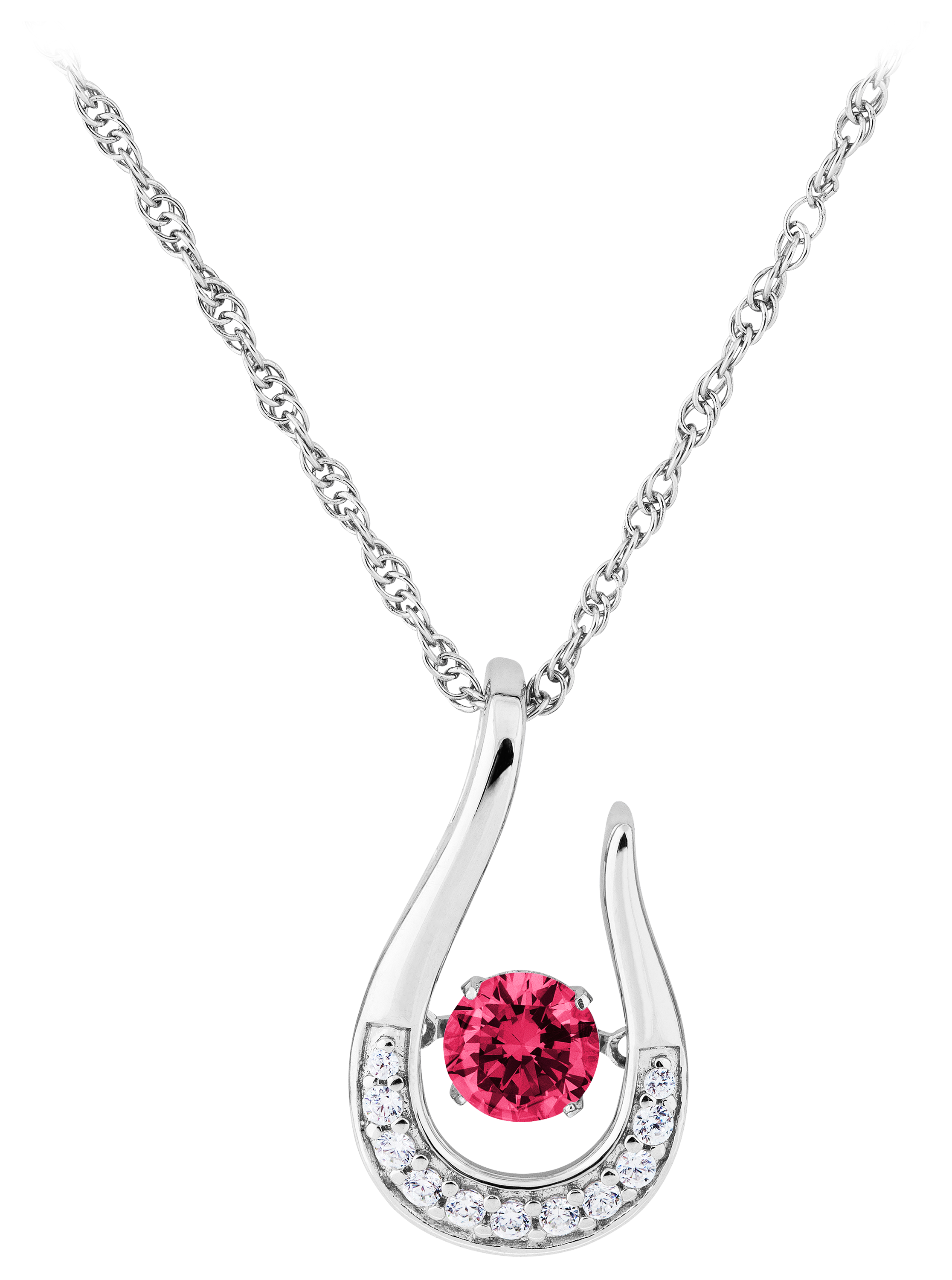 TR Jewelry Concepts Silver Elegance Twinkle Birthstone Pendant Sterling Silver Necklace - Ruby