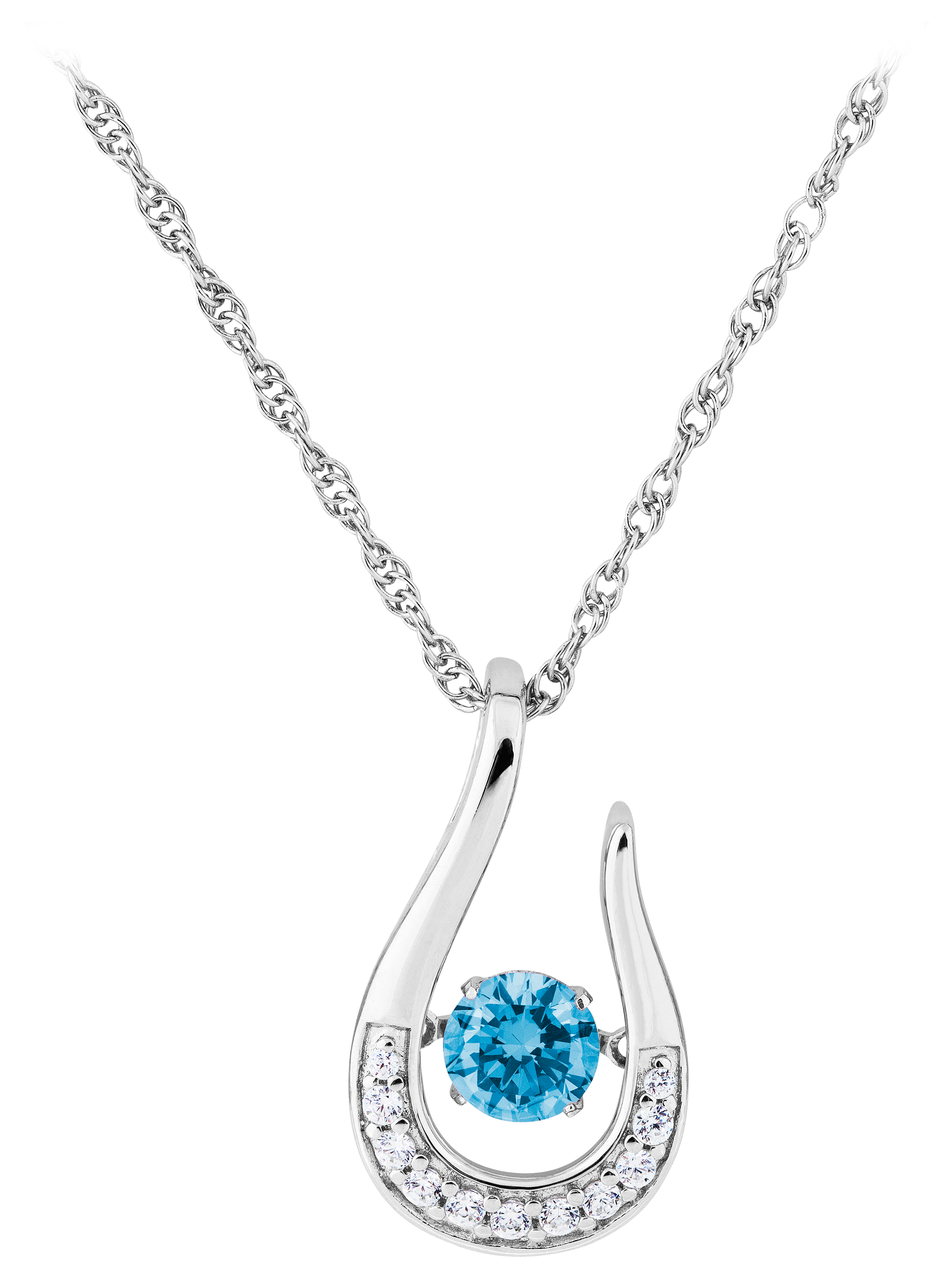 TR Jewelry Concepts Silver Elegance Twinkle Birthstone Pendant Sterling Silver Necklace - Blue Spinel