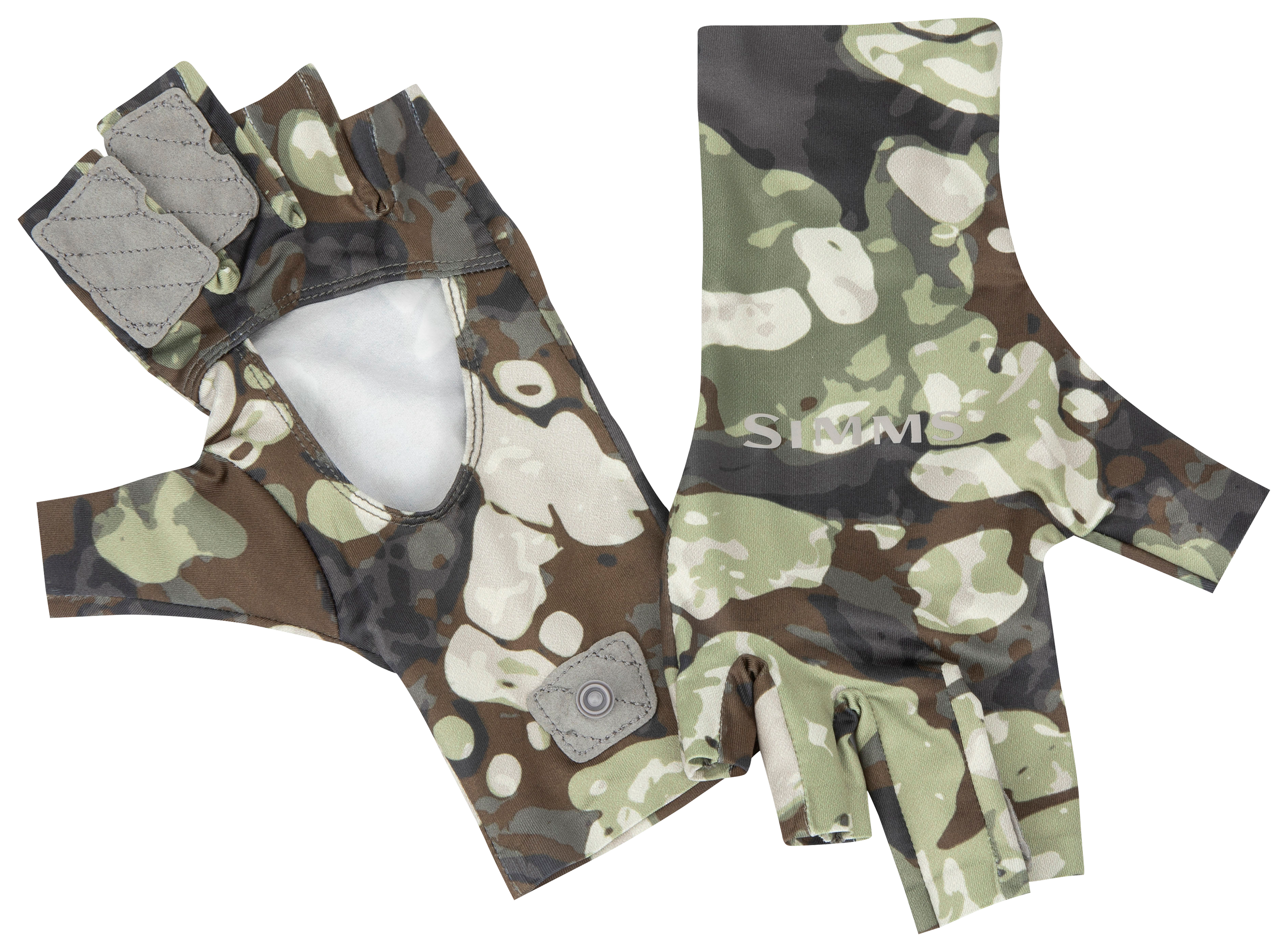 Image of Simms SolarFlex SunGloves for Men - Riparian Camo - M