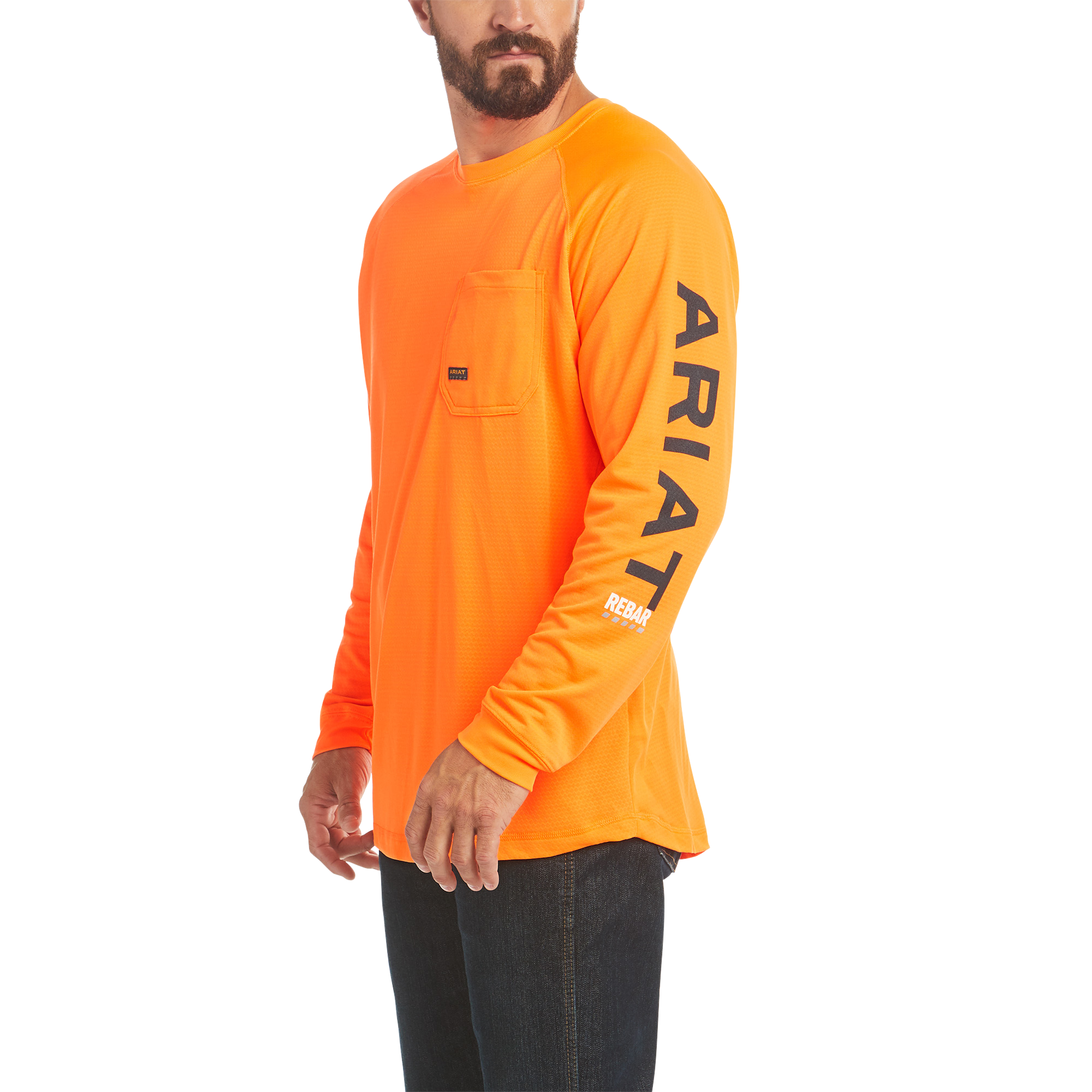 Image of Ariat Rebar Heat Fighter Long-Sleeve T-Shirt - Neon Orange