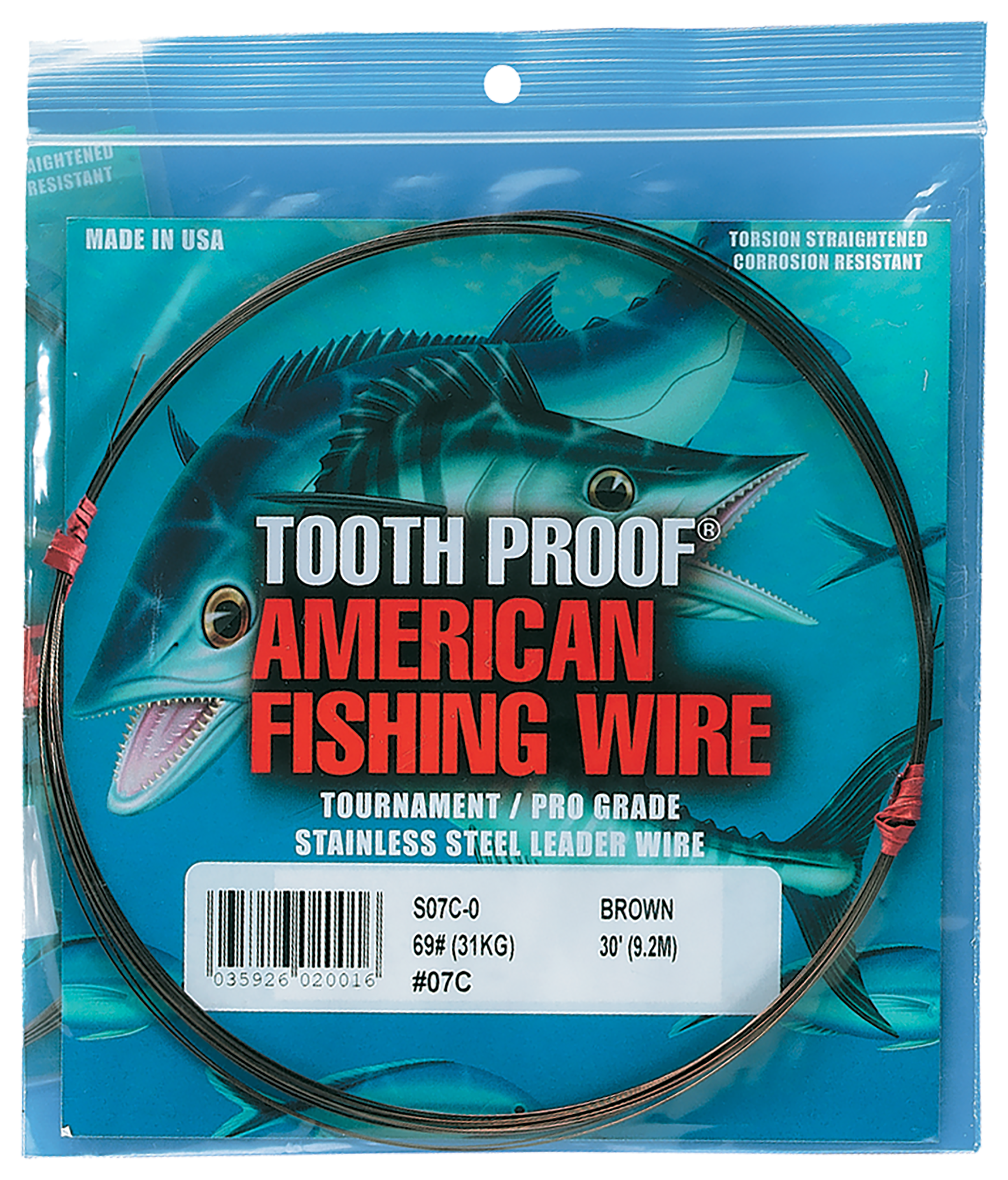 American Fishing Wire Stainless Steel Single-Strand Toothproof Leader Wire - 100'  -  69 lb. - Brown Camo