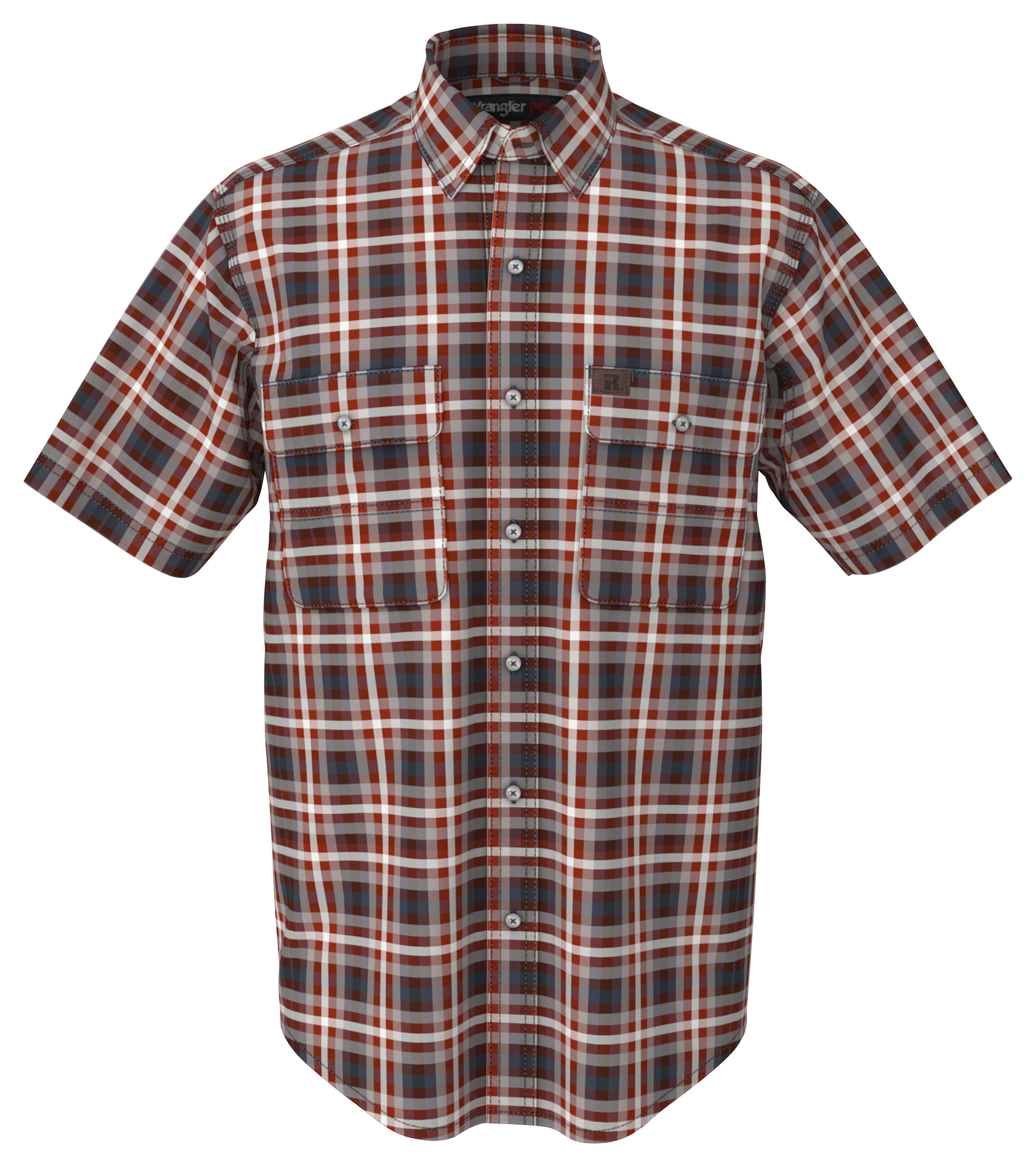 Wrangler Foreman Plaid Short-Sleeve Work Shirt for Men - Blue/Red Plaid - S