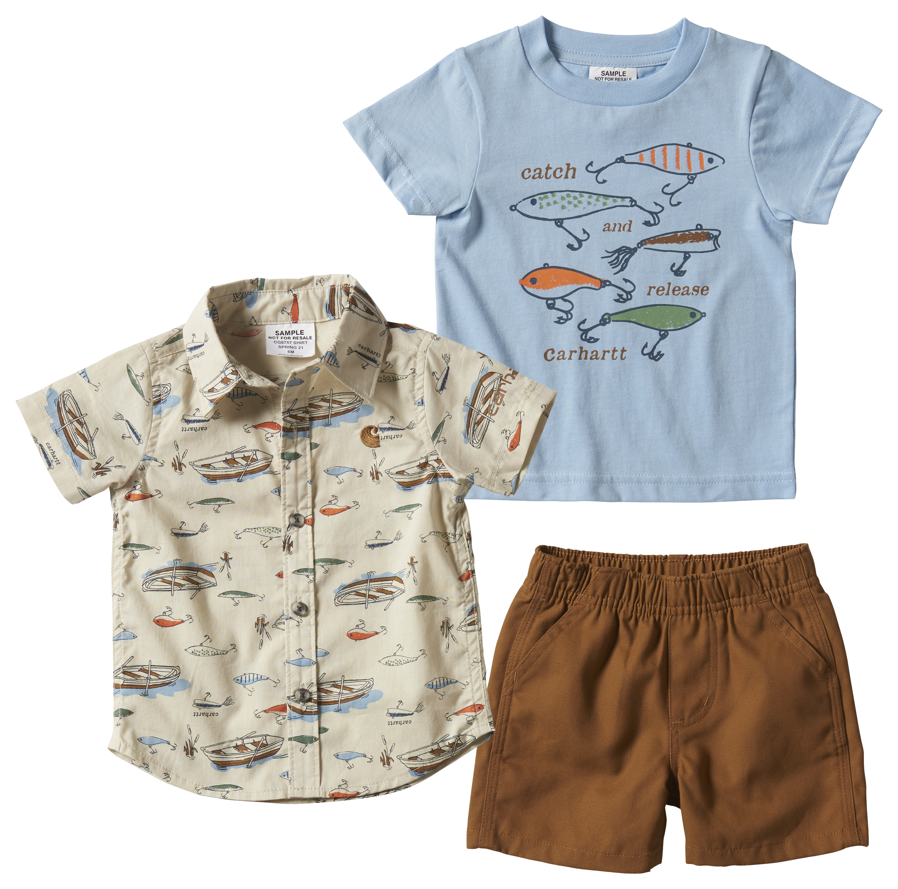 Carhartt Button-Down Fishing Shirt, Catch and Release T-Shirt, and
