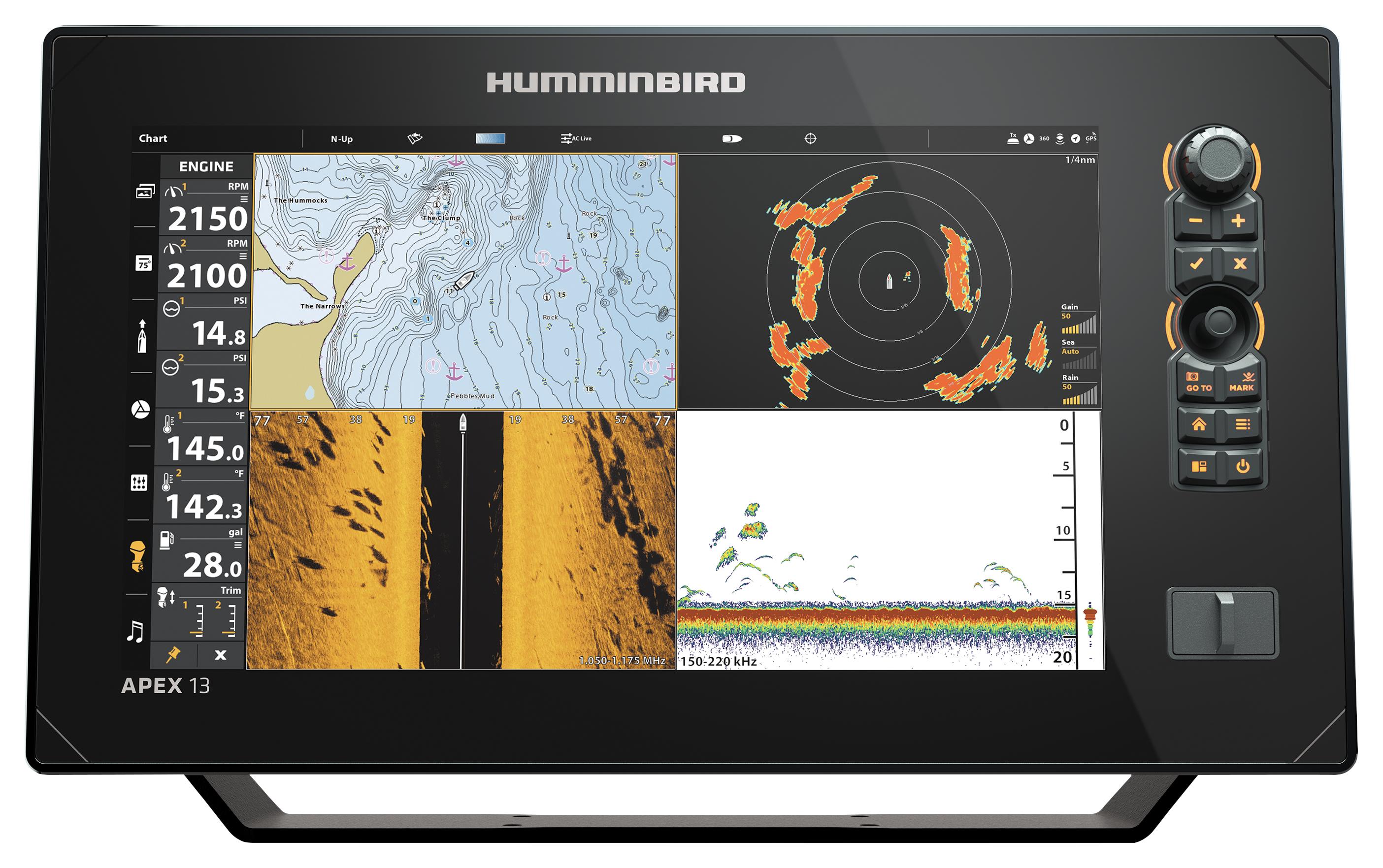 Humminbird APEX 13 MEGA SI+ Fish Finder/GPS Chartplotter