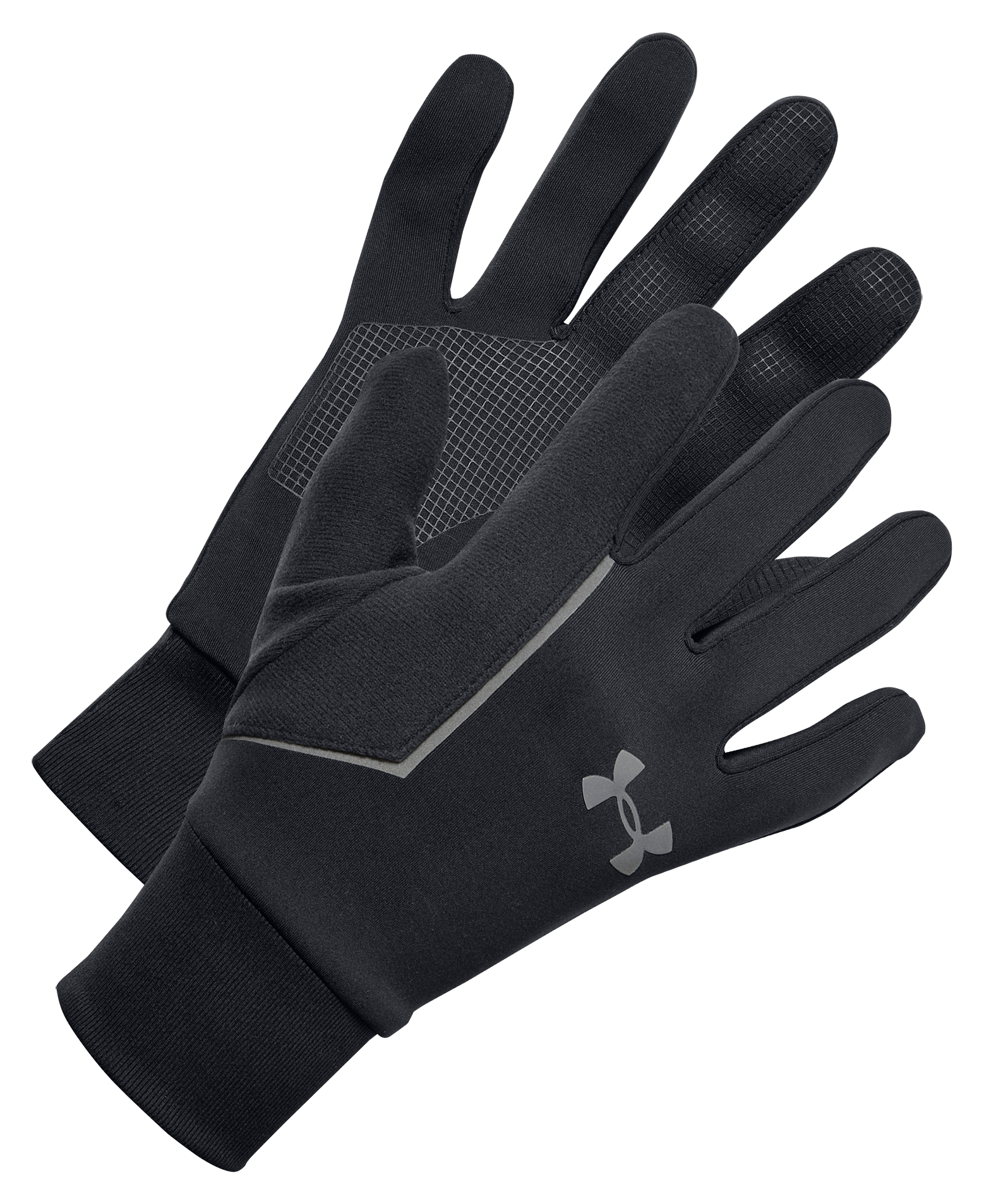 Image of Under Armour Storm Run Liner Gloves for Men - Black/Black/Silver - L