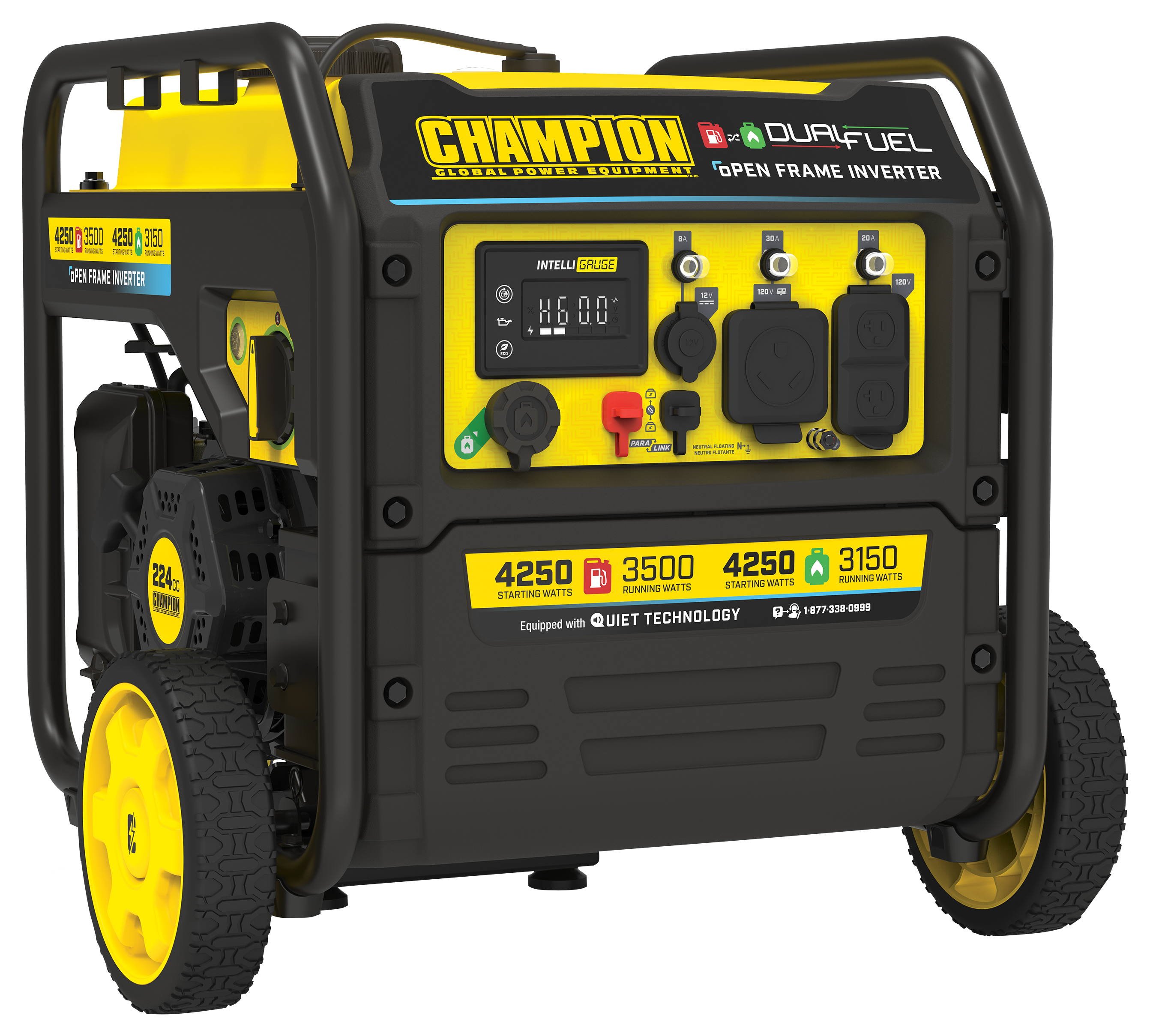 Champion 4250-Watt Dual Fuel RV Ready Open Frame Inverter Generator with Electric Start and Quiet Technology -  Champion Power Equipment