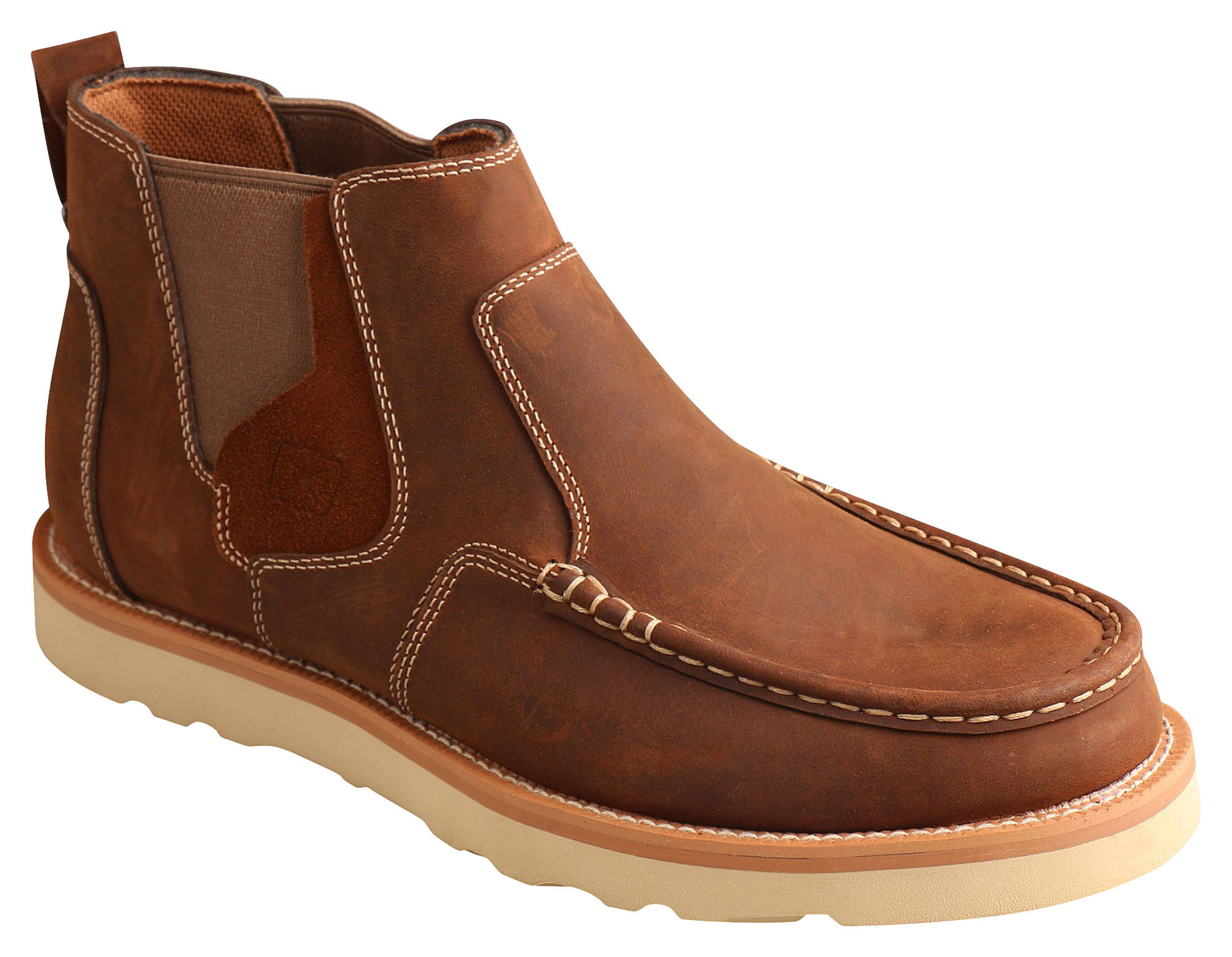 Image of "Twisted X Double Gore 4"" Wedge-Sole Boots for Men - Oiled Saddle - 9.5M"