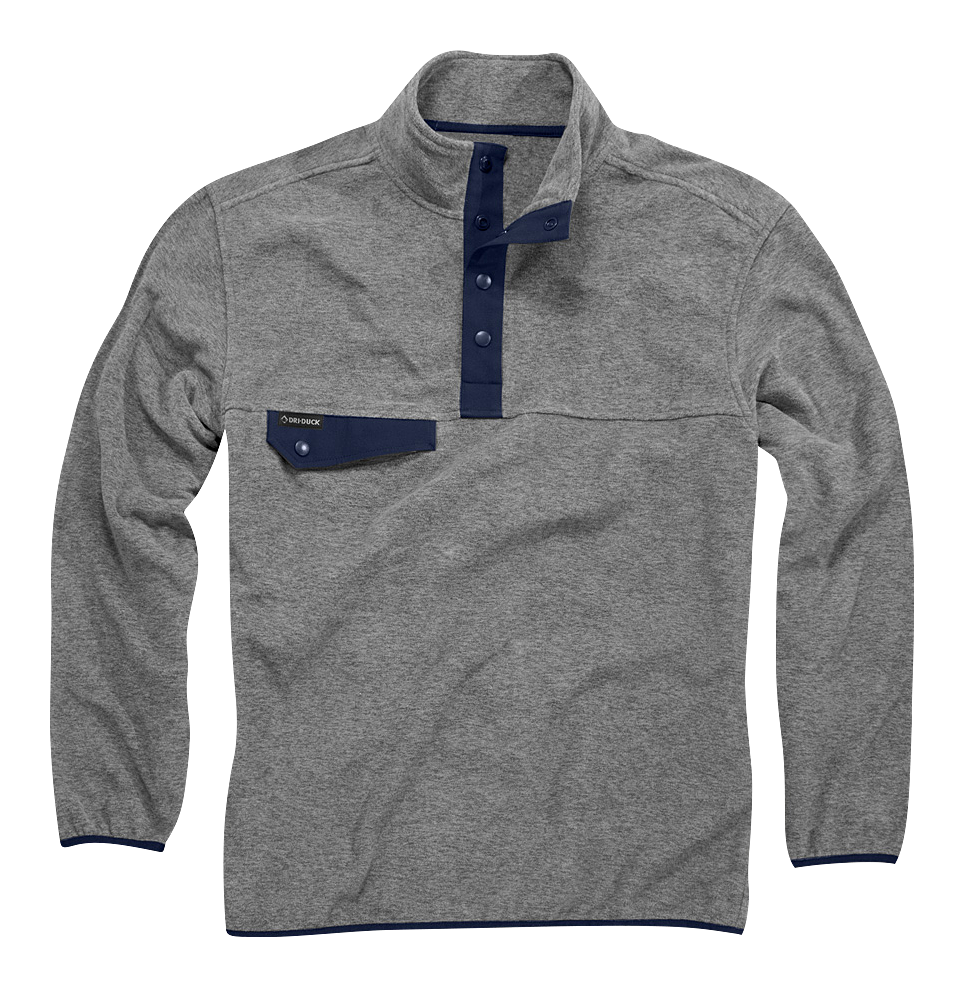 Image of Dri-Duck Denali Quarter-Snap Long-Sleeve Pullover for Men - Platinum/Deep Blue