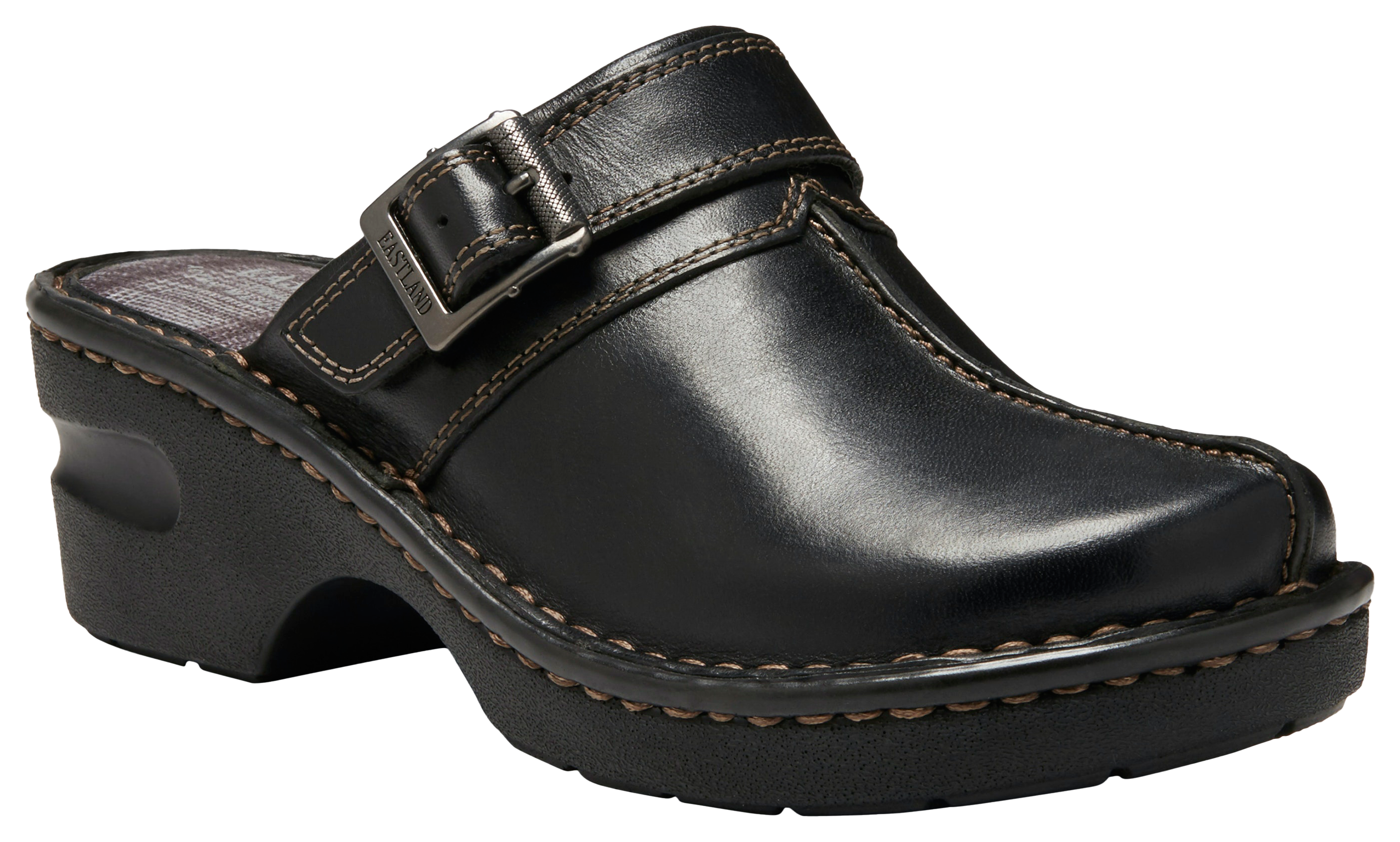 Eastland Mae Strap and Buckle Clogs for Ladies - Black - 9.5M