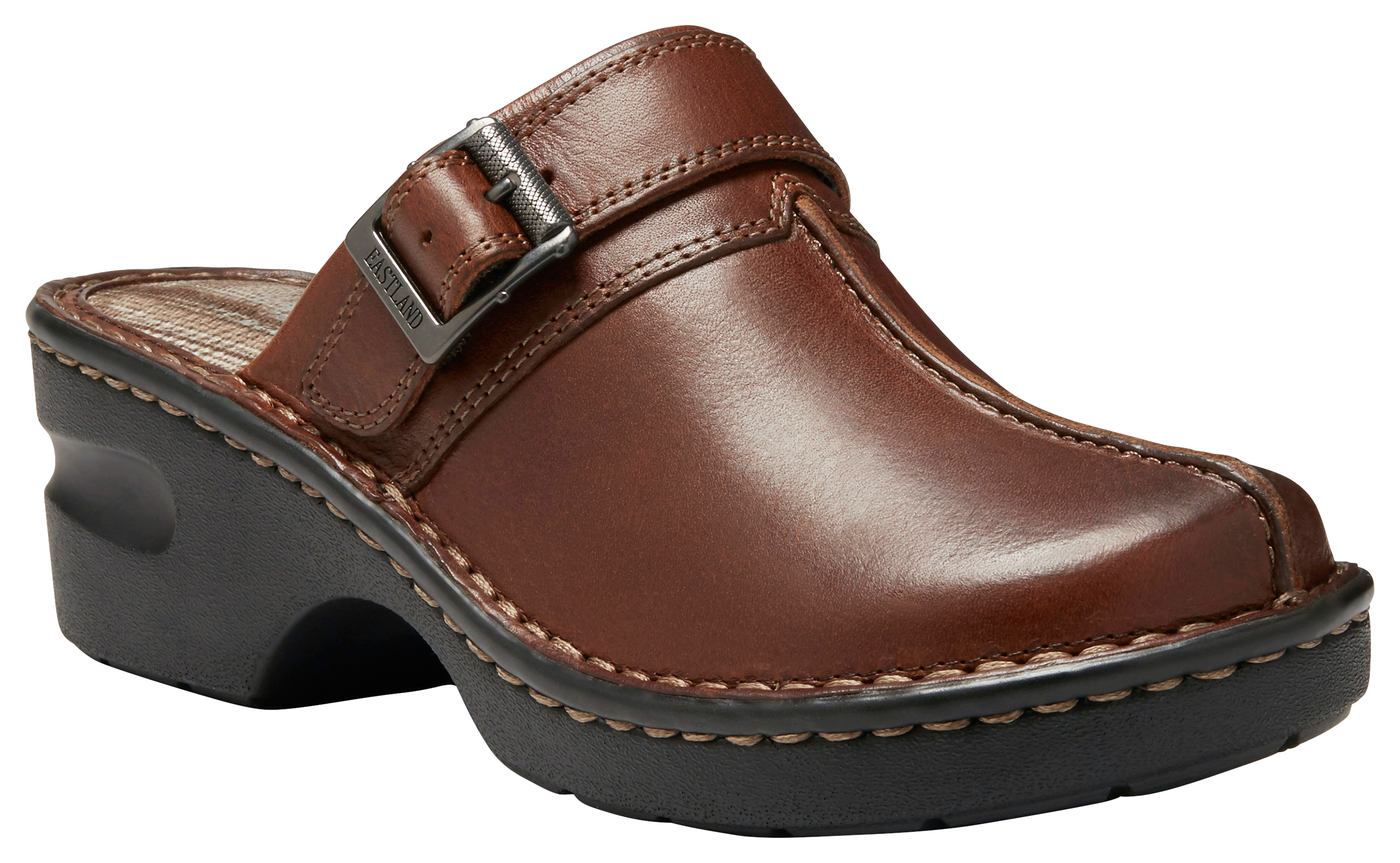 Eastland Mae Strap and Buckle Clogs for Ladies - Brown - 8.5W