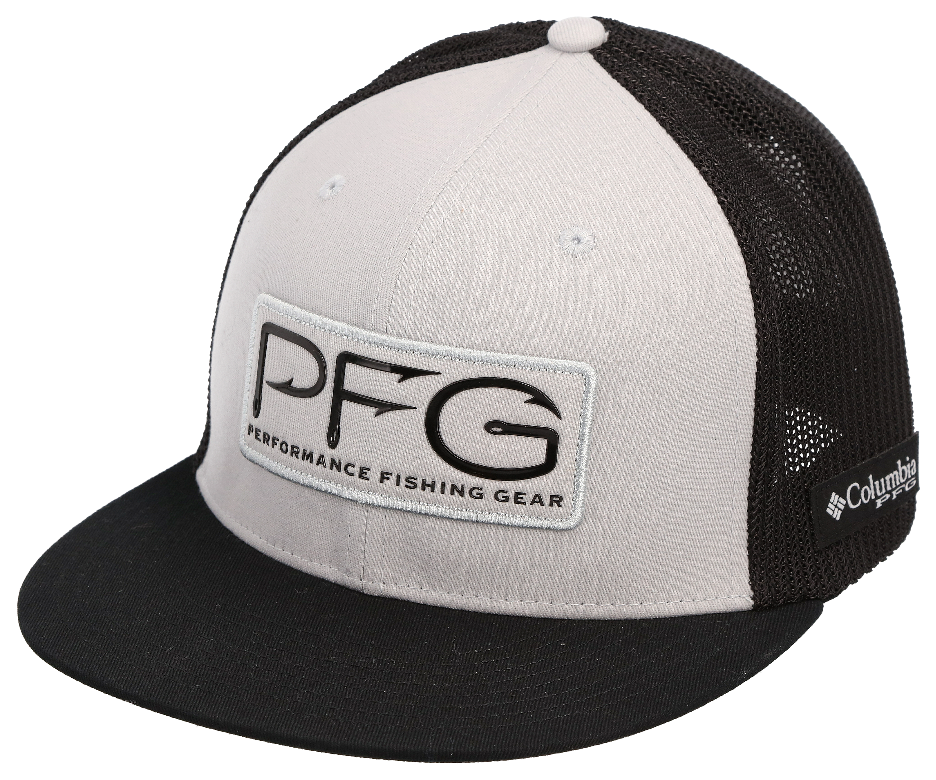 Columbia PFG Mesh Flat Brim Ball Cap - Cool Grey/PFG Hook Black - S/M