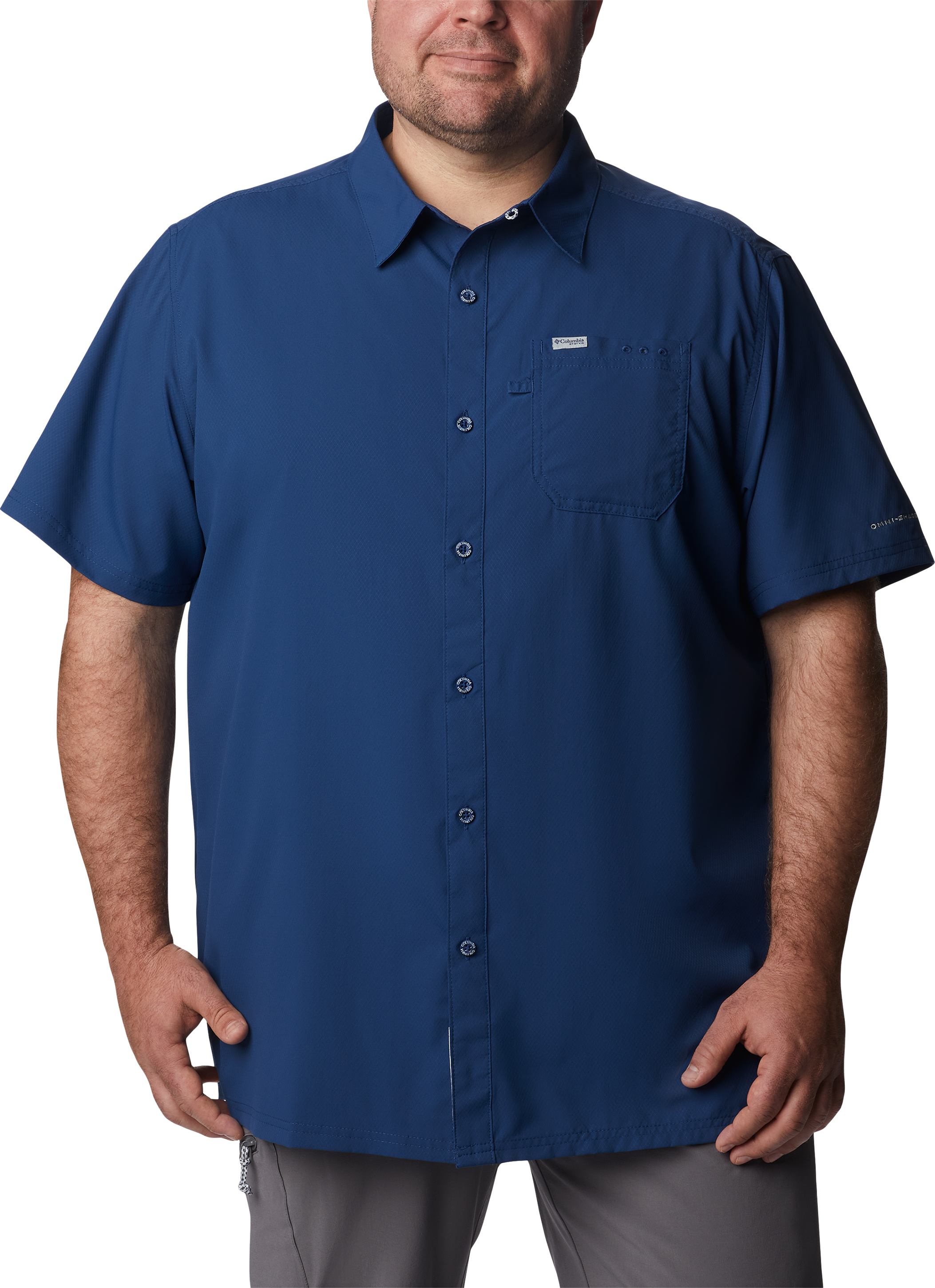 Image of Columbia PFG Slack Tide Camp Short-Sleeve Button-Down Shirt for Men - Carbon - 3XL