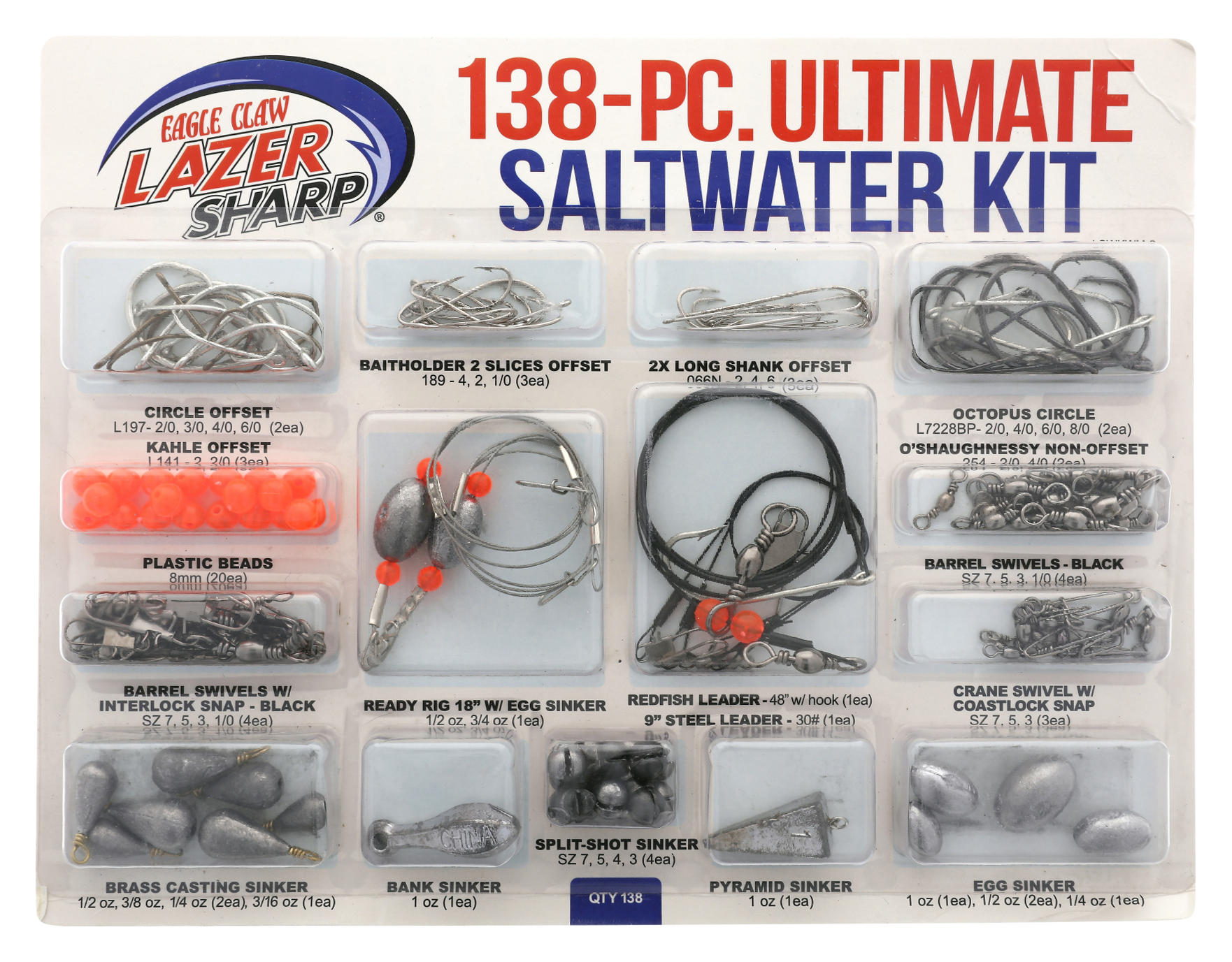 Eagle Claw Lswkwm-2 Lazer Sharp Ultimate Saltwater Terminal Kit - 138 Piece