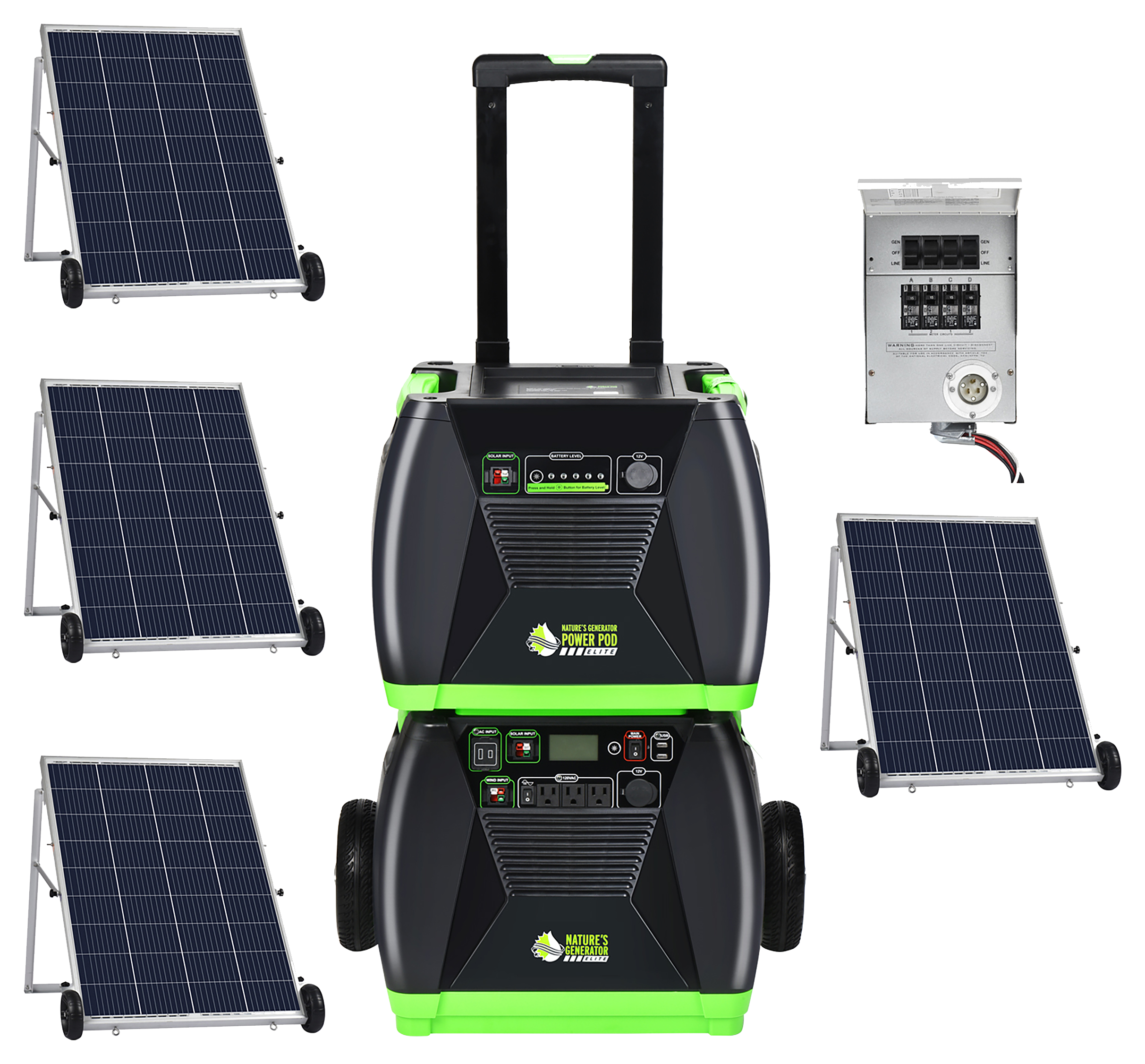 Nature's Generator Elite Platinum 3,600W Solar-Powered Portable Generator with Power Transfer Kit