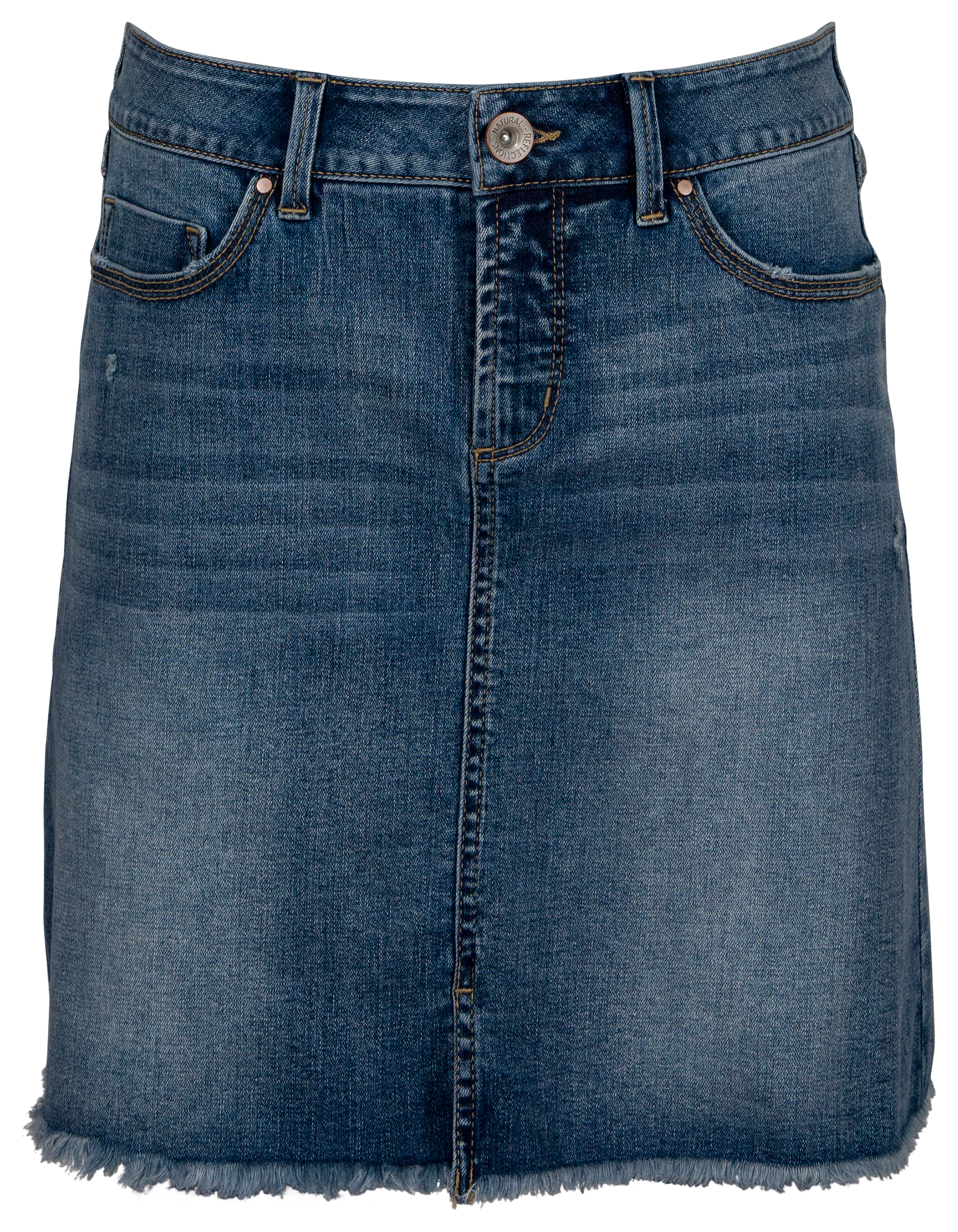 Image of Natural Reflections Boardwalk Denim Skirt for Ladies - Vintage Wash - 14