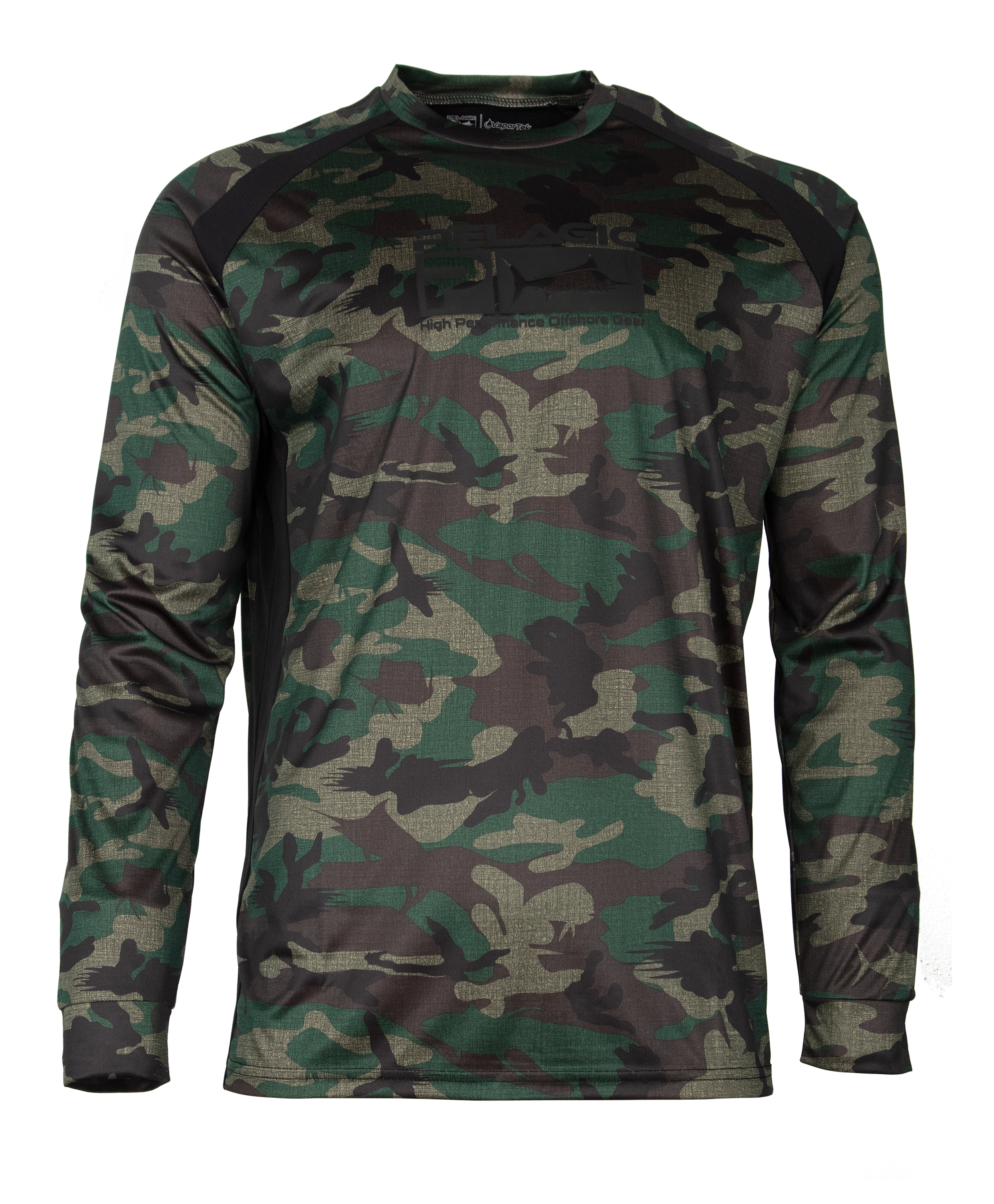 Pelagic VaporTek Performance Fishing Long-Sleeve Shirt for Men - Green/Camo