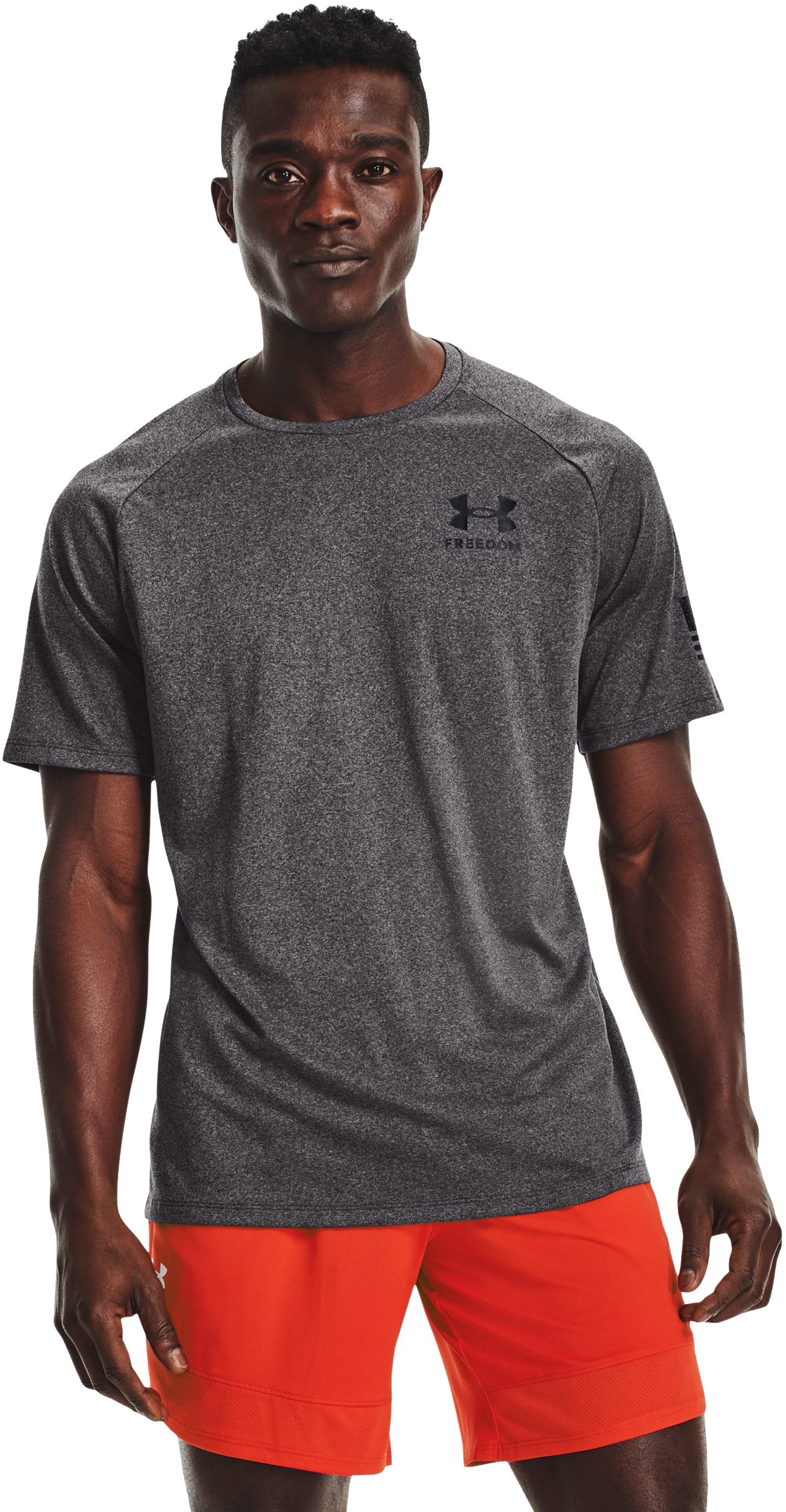 Image of Under Armour Freedom Tech Short-Sleeve T-Shirt for Men - Carbon Black/Black - S