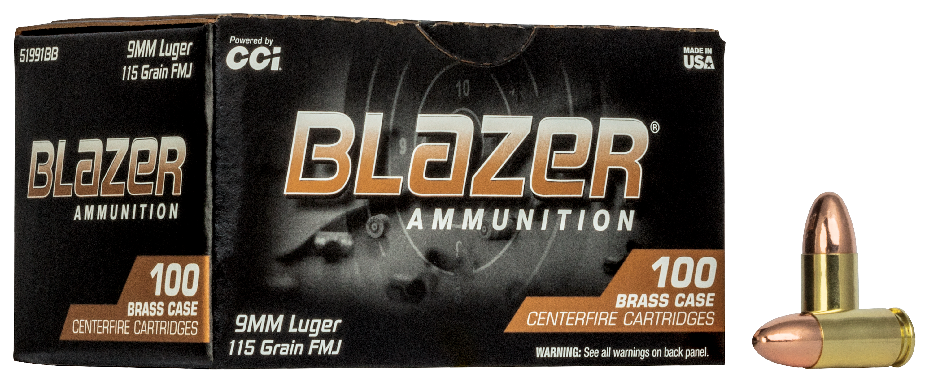 Blazer 9mm Luger 115 Grain FMJ Centerfire Ammo