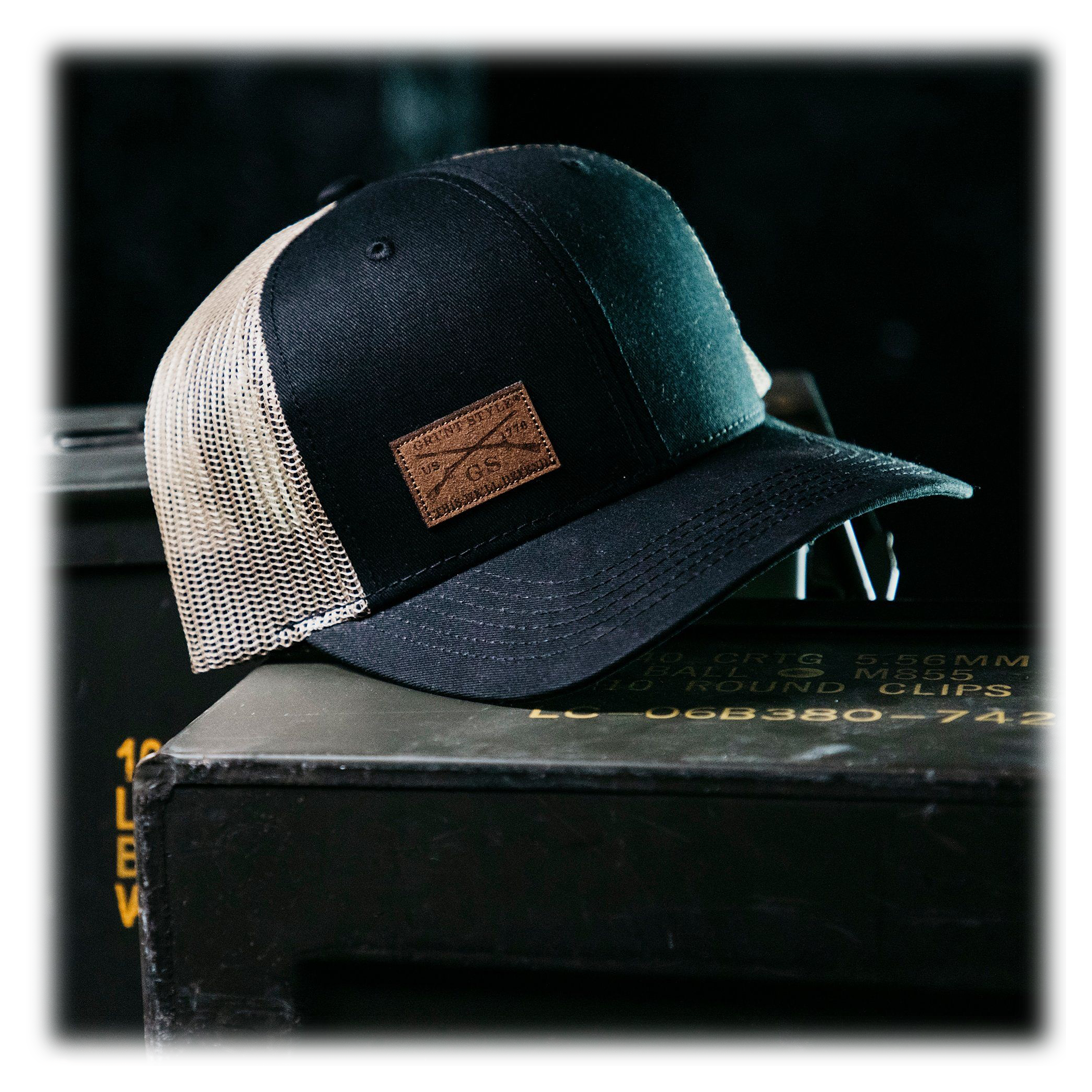 Grunt Style Logo Leather Patch Mesh-Back Cap