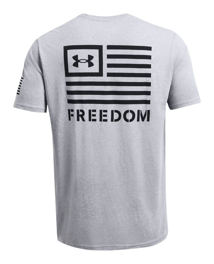 Image of Under Armour Freedom Banner Short-Sleeve T-Shirt for Men - Steel Light Heather/Black - 2XL