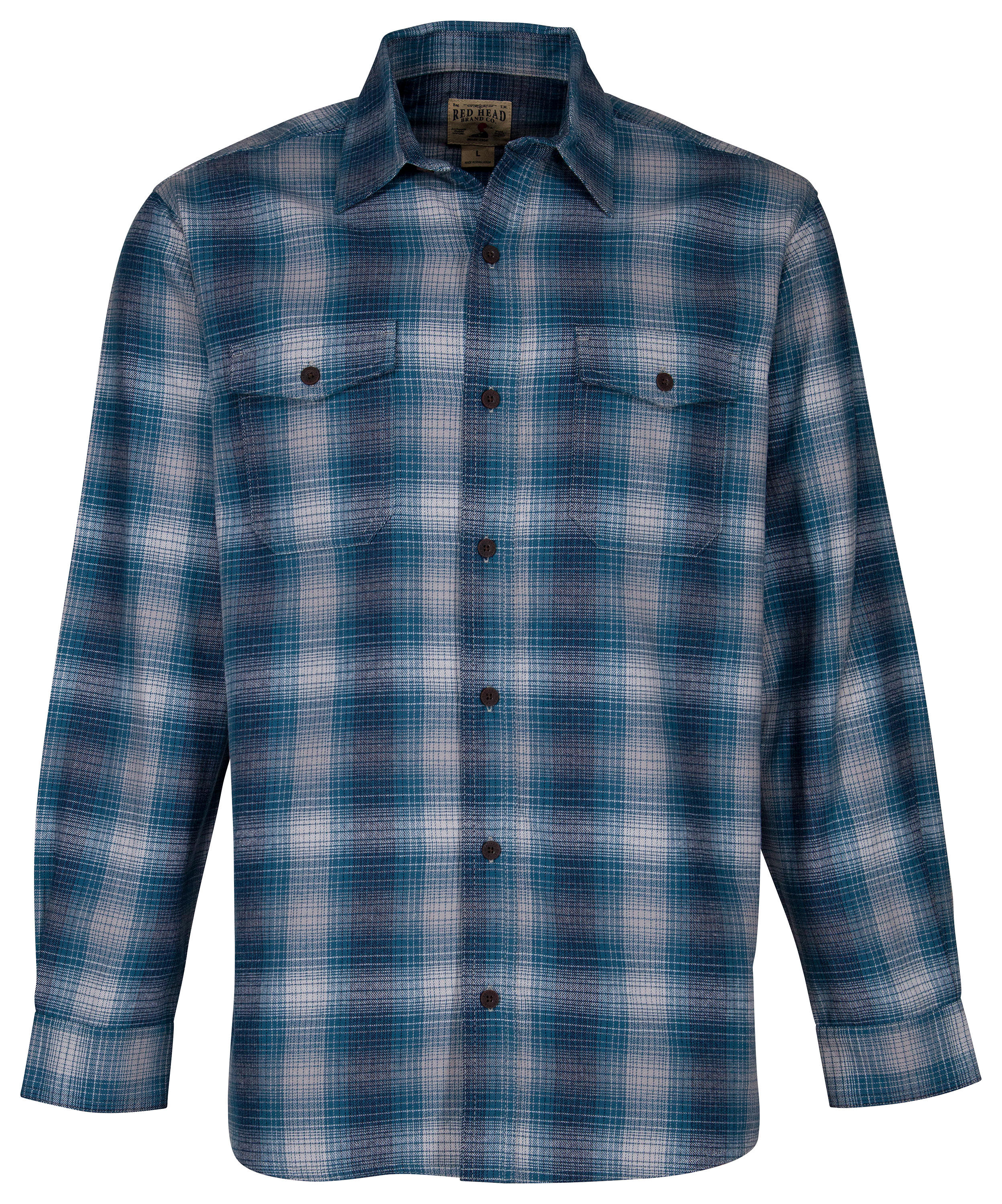 RedHead Bear Creek Plaid Flannel Long-Sleeve Shirt for Men - Blue Ombre Plaid - S