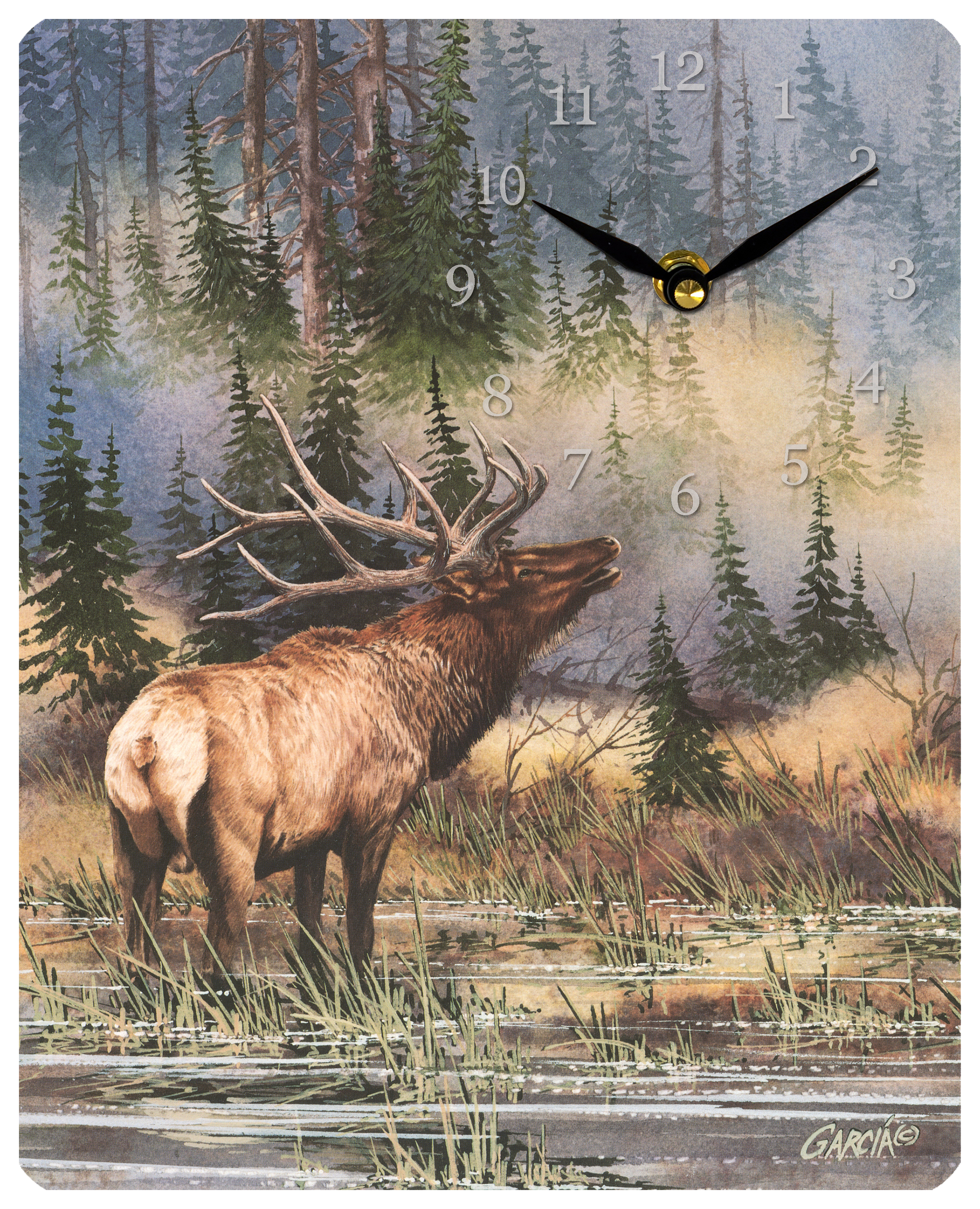 Print & Frame Elk by Joe Garcia Metal Desk Clock