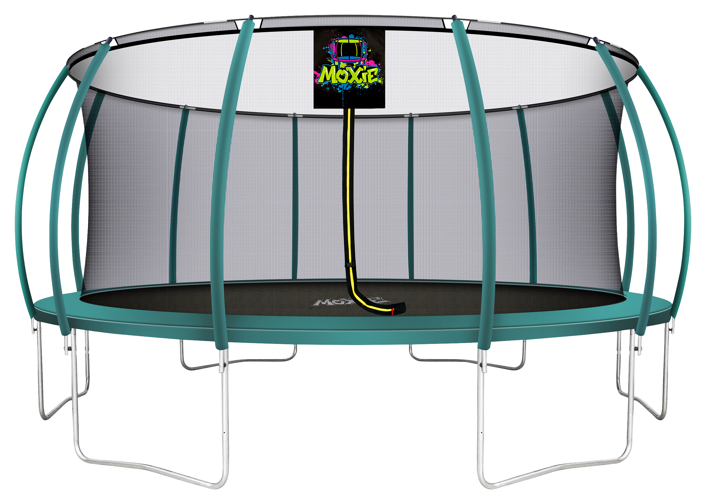 Image of Moxie Pumpkin-Shaped Outdoor Trampoline Set with Premium Top-Ring Frame Safety Enclosure