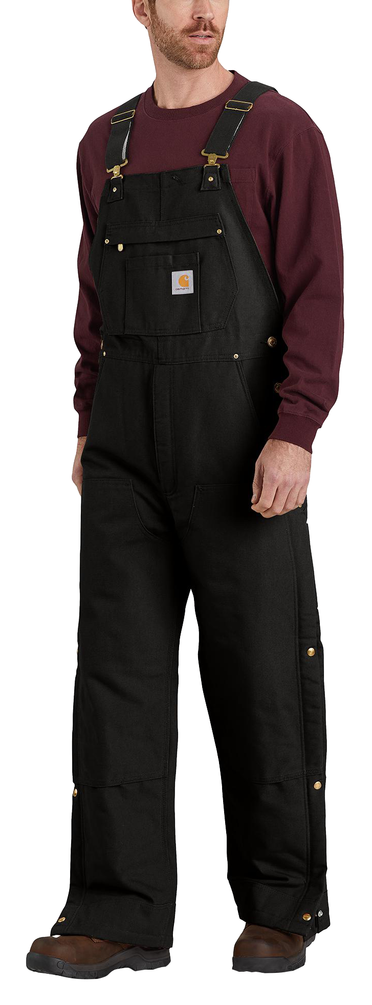 Carhartt Men's Loose Fit Firm Duck Insulated Bib Overall in Black -  Coveralls & Overalls, Carhartt
