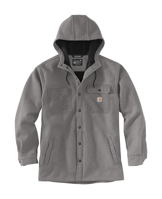 Image of Carhartt Rain Defender Relaxed-Fit Heavyweight Hooded Shirt Jac for Men - Black Heather - 2XL