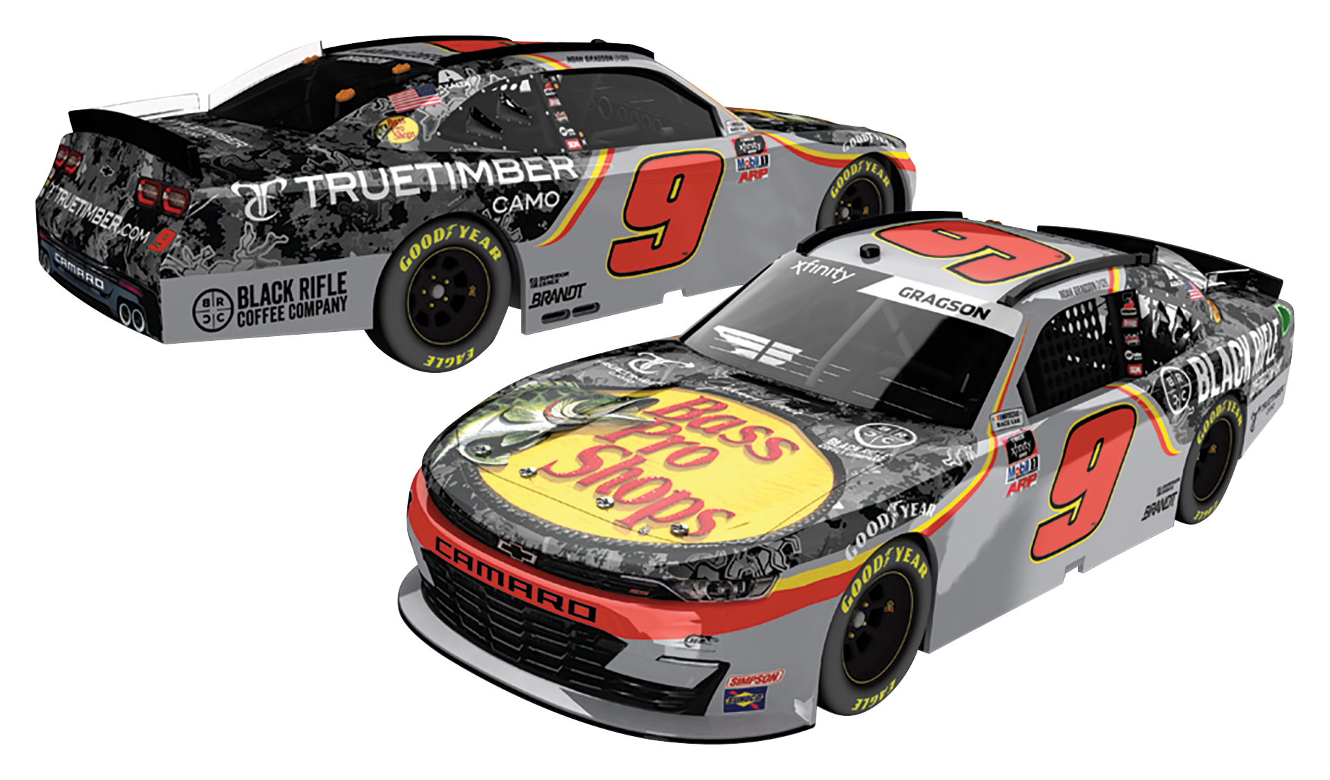 Image of NASCAR Noah Gragson #9 2021 Bass Pro Shops Black Rifle Coffee Company 1:24 Die-Cast Car