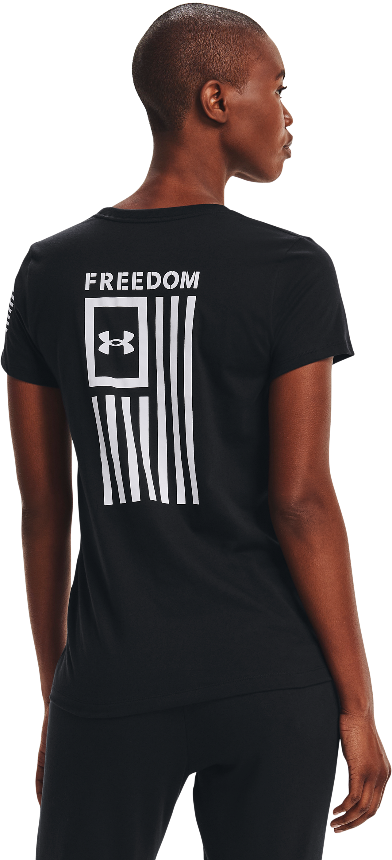 Image of Under Armour New Freedom Flag Short-Sleeve T-Shirt for Ladies - Black/White