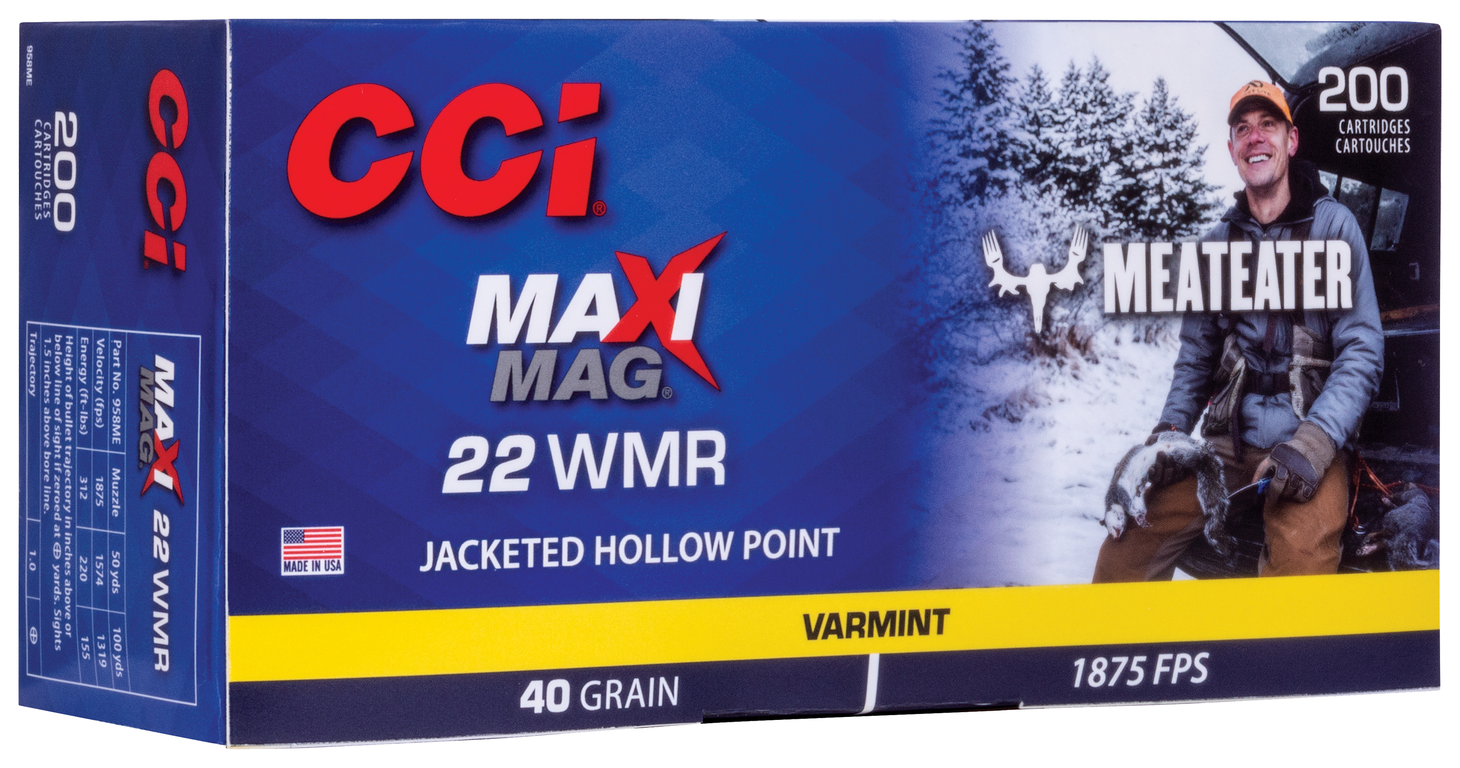 CCI MeatEater Series Maxi-Mag .22 MWR 40 Grain JHP Rimfire Ammo