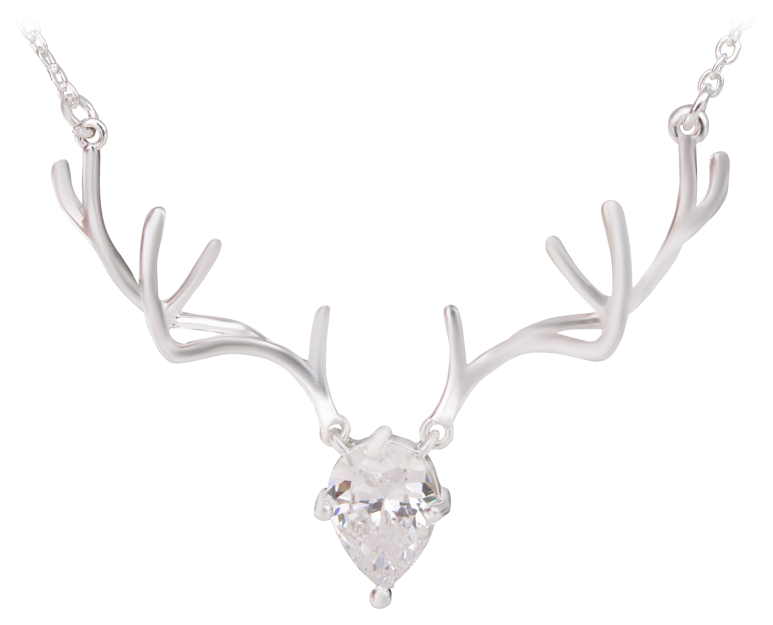 AMANDA BLU Silver and Crystal Antler Necklace