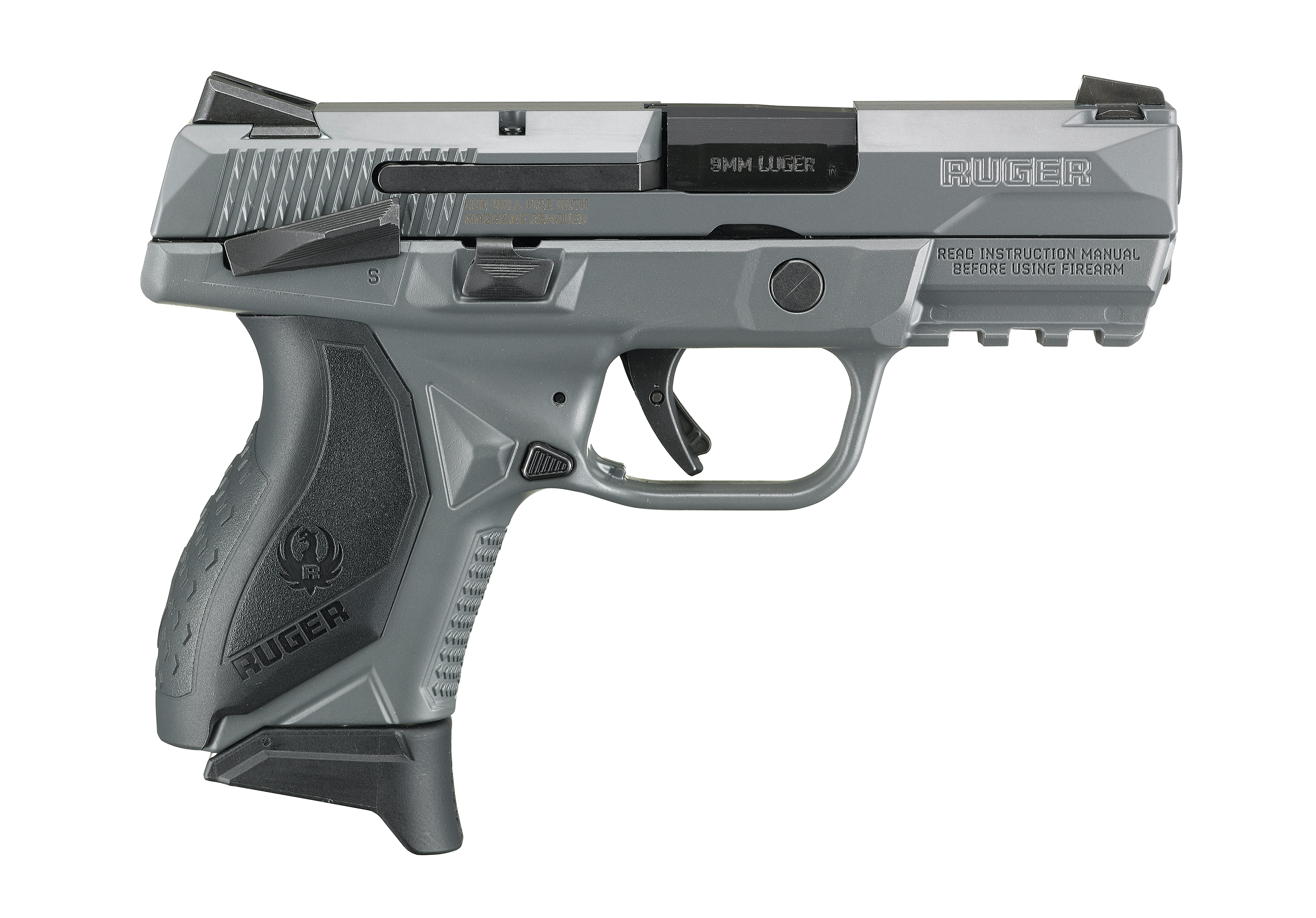 Image of Ruger American Compact Semi-Auto Pistol with Manual Safety - 9mm - 12 + 1 Round Capacity - Gray Cerakote