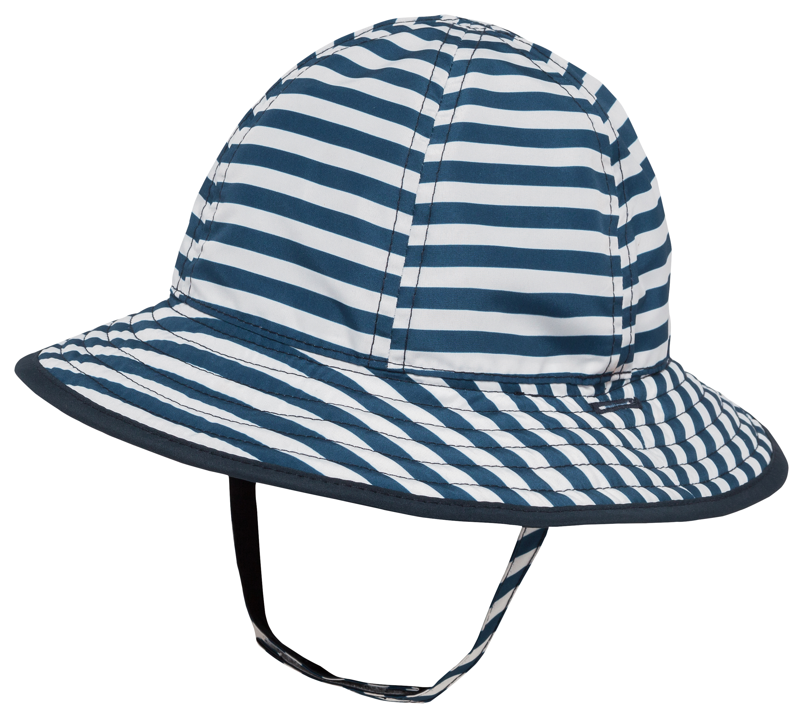 Sunday Afternoons SunSkipper Reversible Bucket Hat for Babies - Navy Stripe/Captain's Navy - 0-6 Months