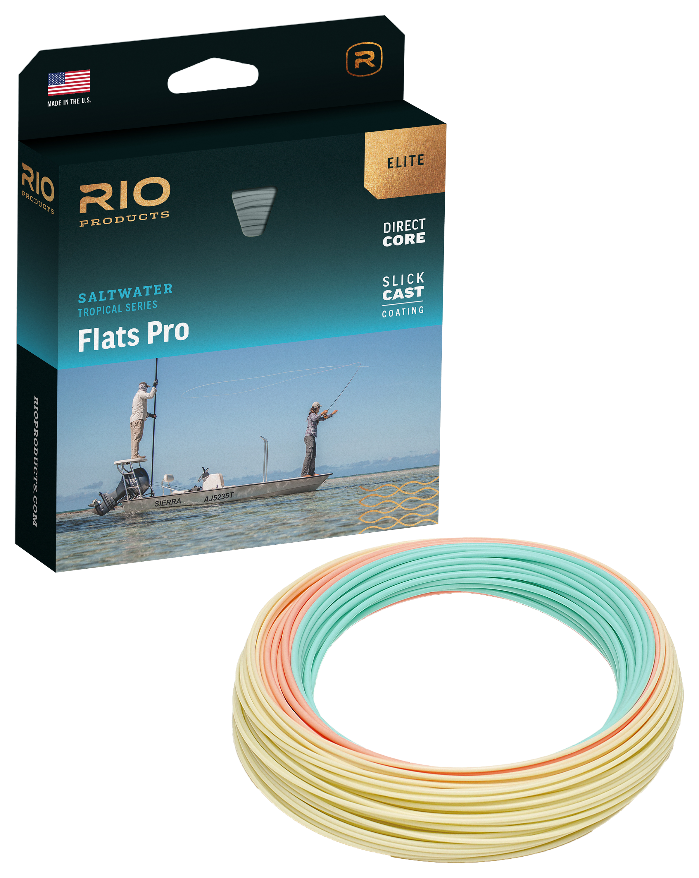 Image of RIO Elite Flats Pro Floating Fly Line - Aqua/Orange/Sand - 9