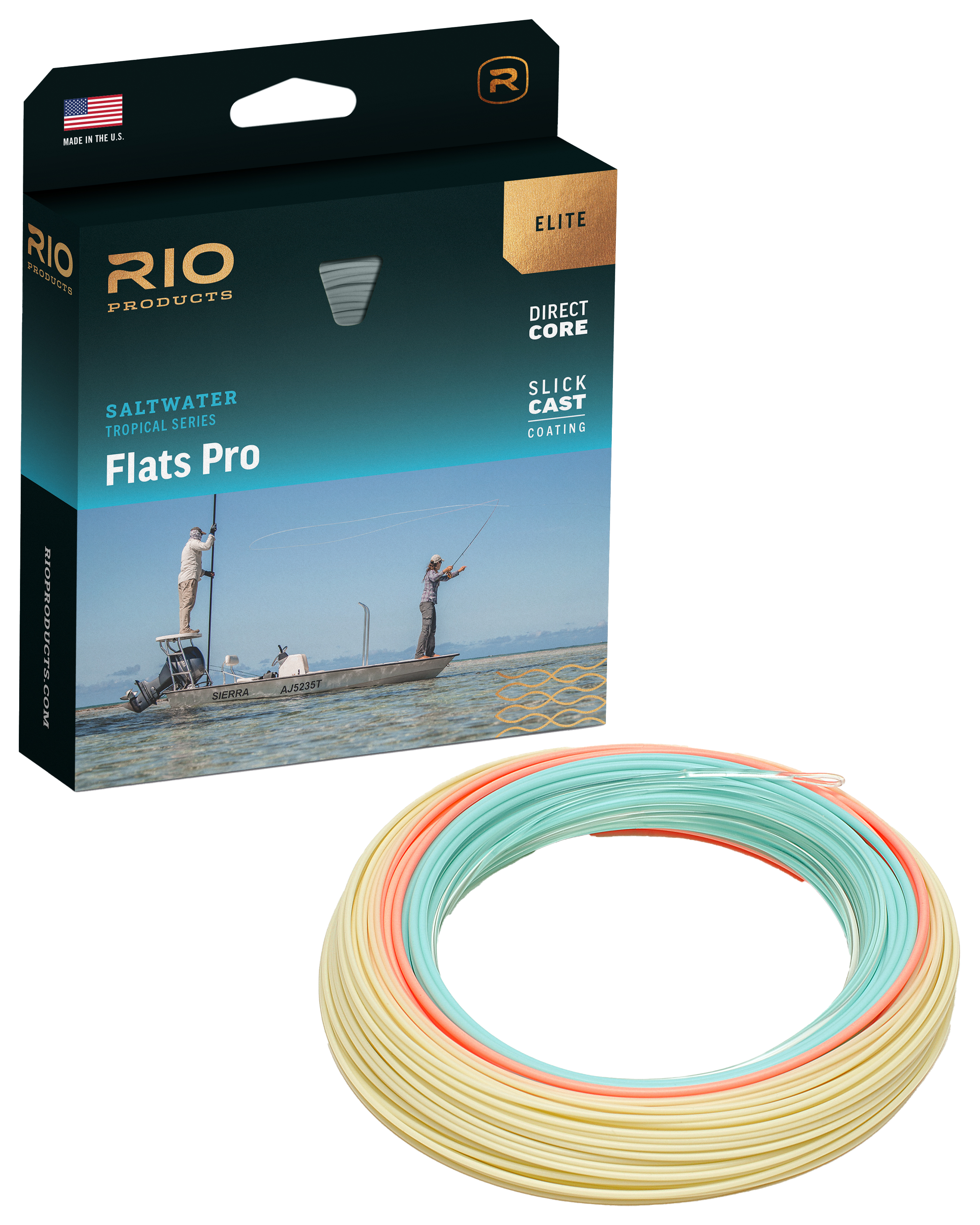 RIO Elite Flats Pro StealthTip Fly Line - Clear/Aqua/Orange/Sand - 6