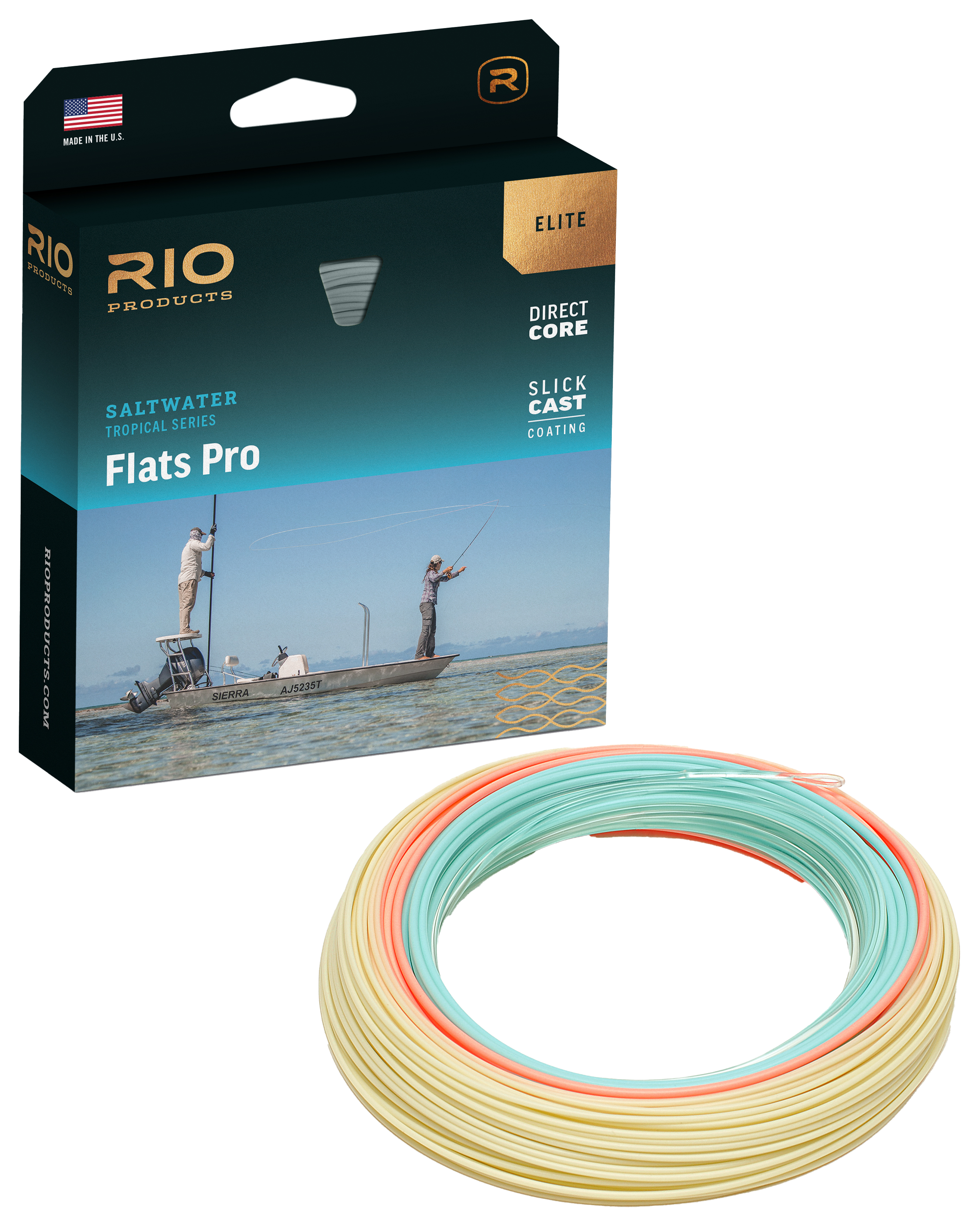 Image of RIO Elite Flats Pro StealthTip Fly Line - Clear/Aqua/Orange/Sand - 8