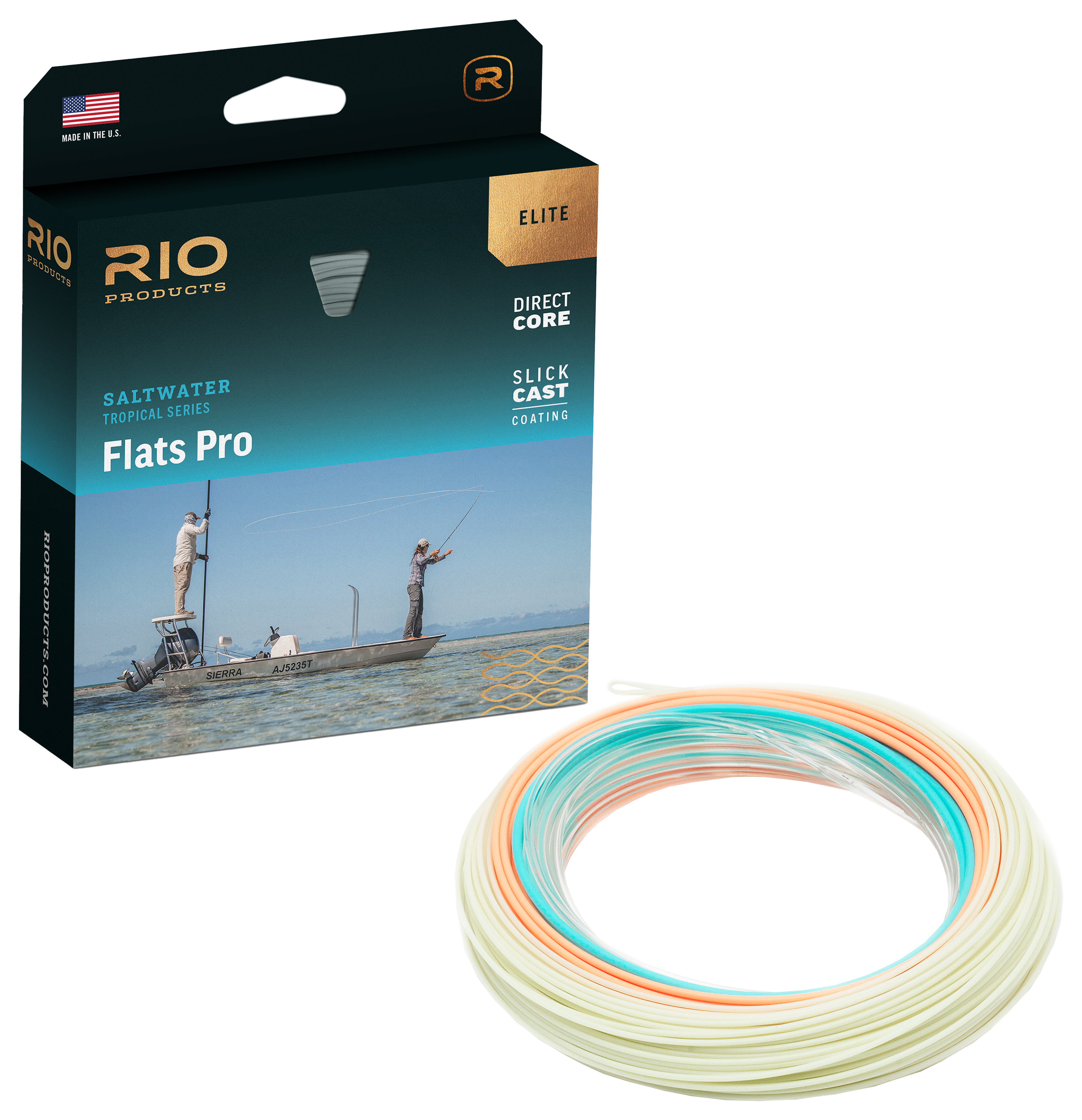 RIO Elite Flats Pro 15' Clear-Tip Fly Line - Clear/Aqua/Orange/Sand - 7