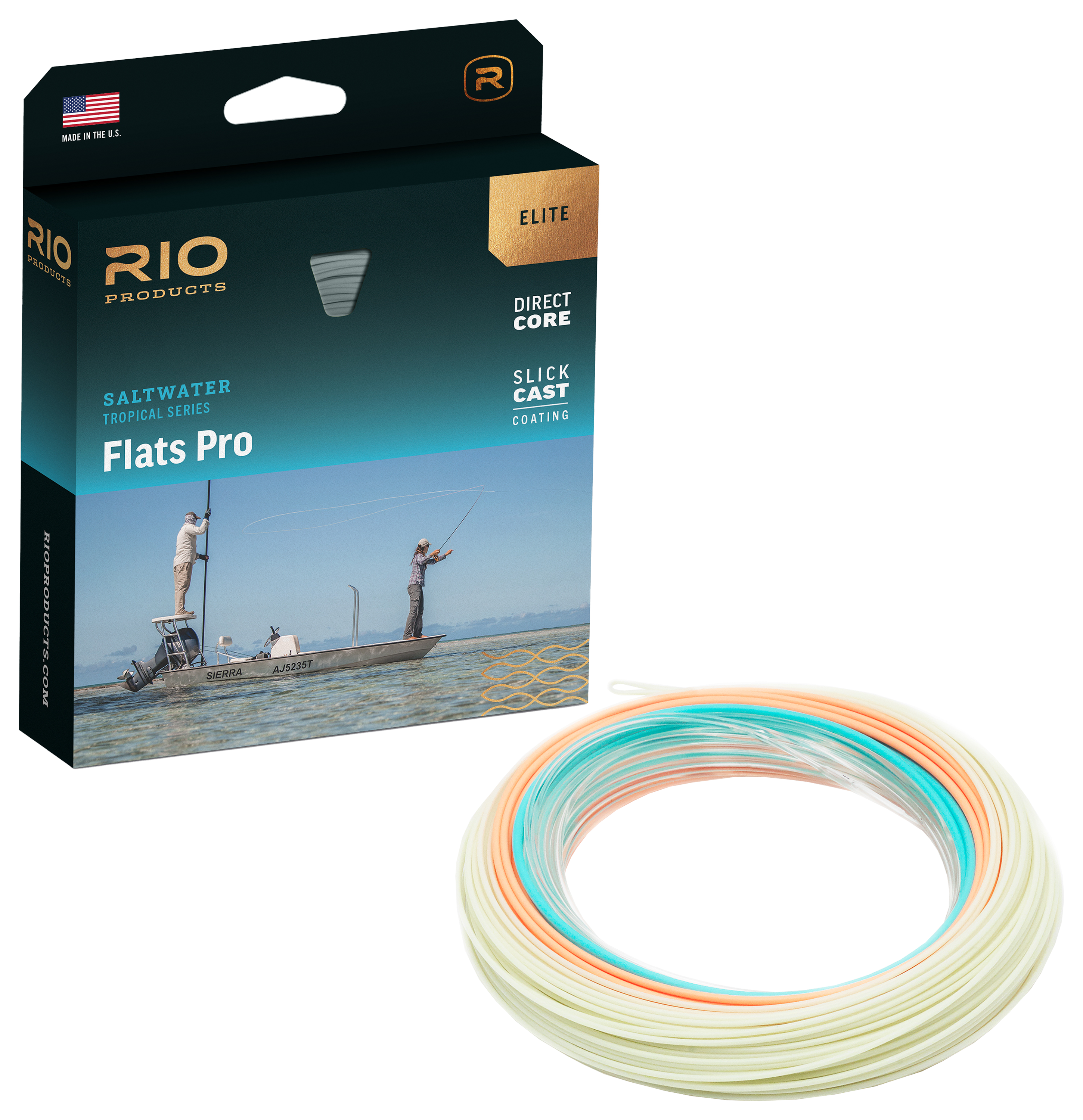 Image of RIO Elite Flats Pro 15' Clear-Tip Fly Line - Clear/Aqua/Orange/Sand - 9