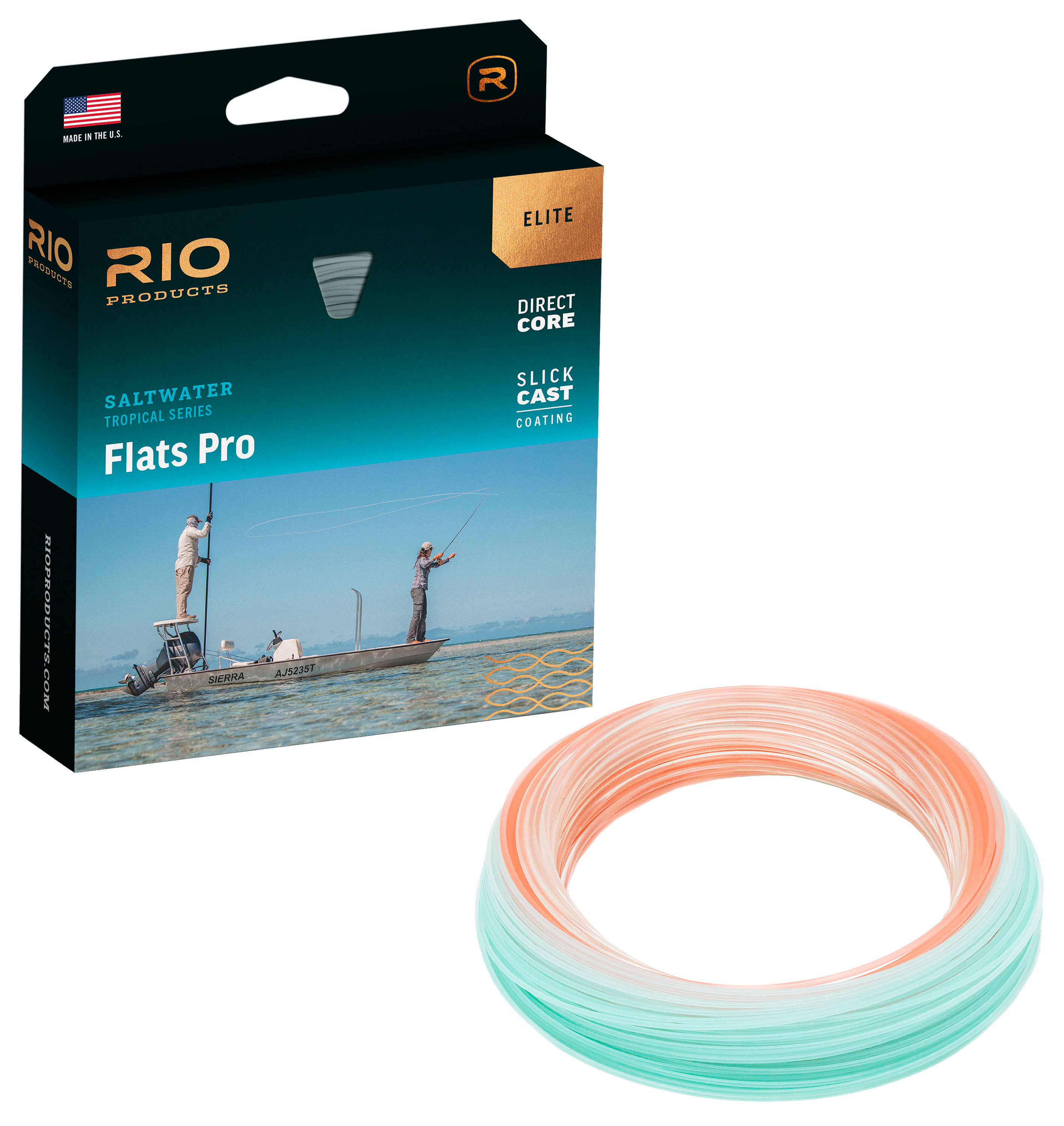 RIO Elite Flats Pro Intermediate Sinking Fly Line - Clear/Trans Orange/Trans Aqua - 8