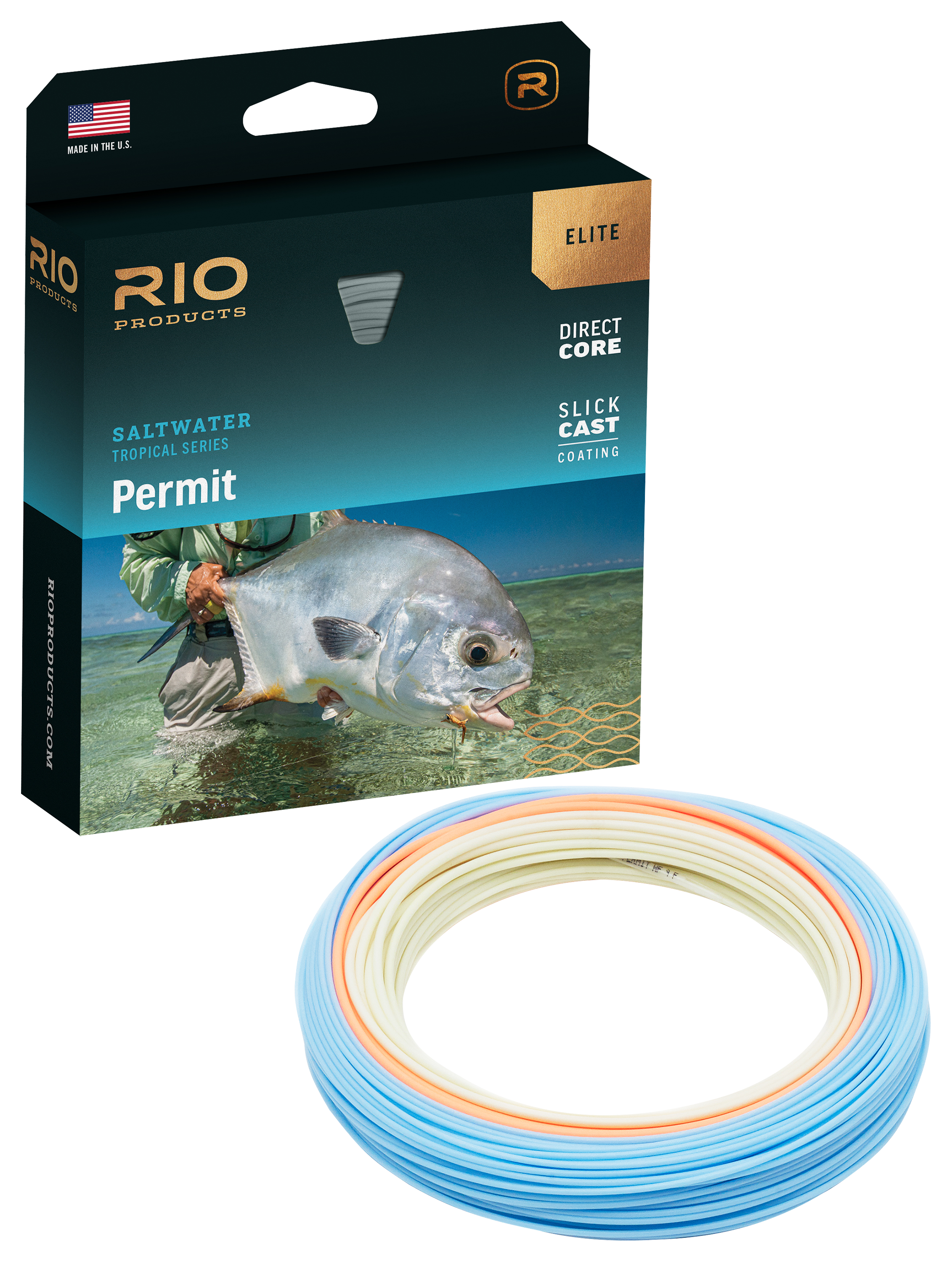 RIO Elite Permit Fly Line - Sand/Orange/Aqua - 8