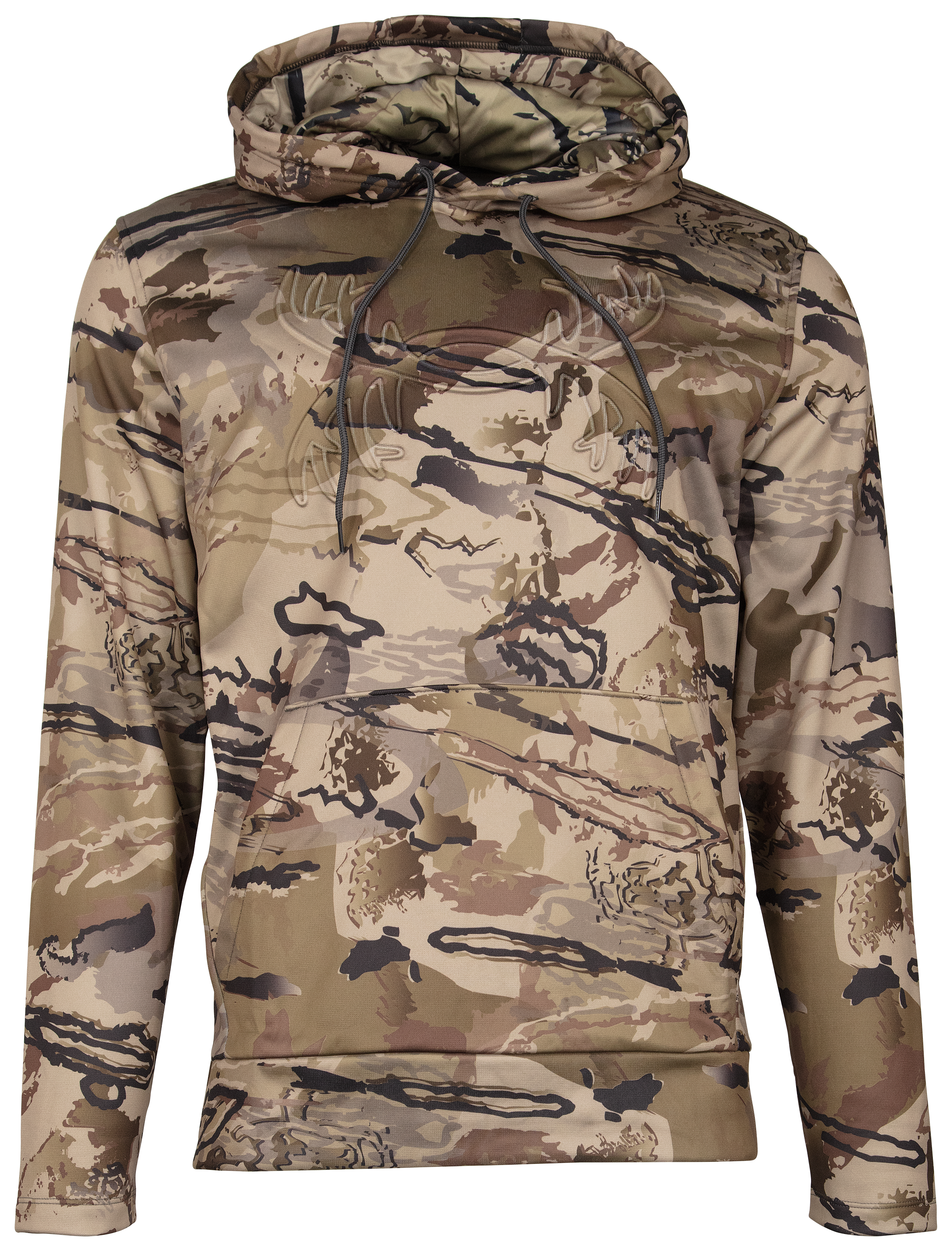 Under Armour Hoodie Mens Size Medium M Gray Camo Logo Pullover Fleece  Hunting