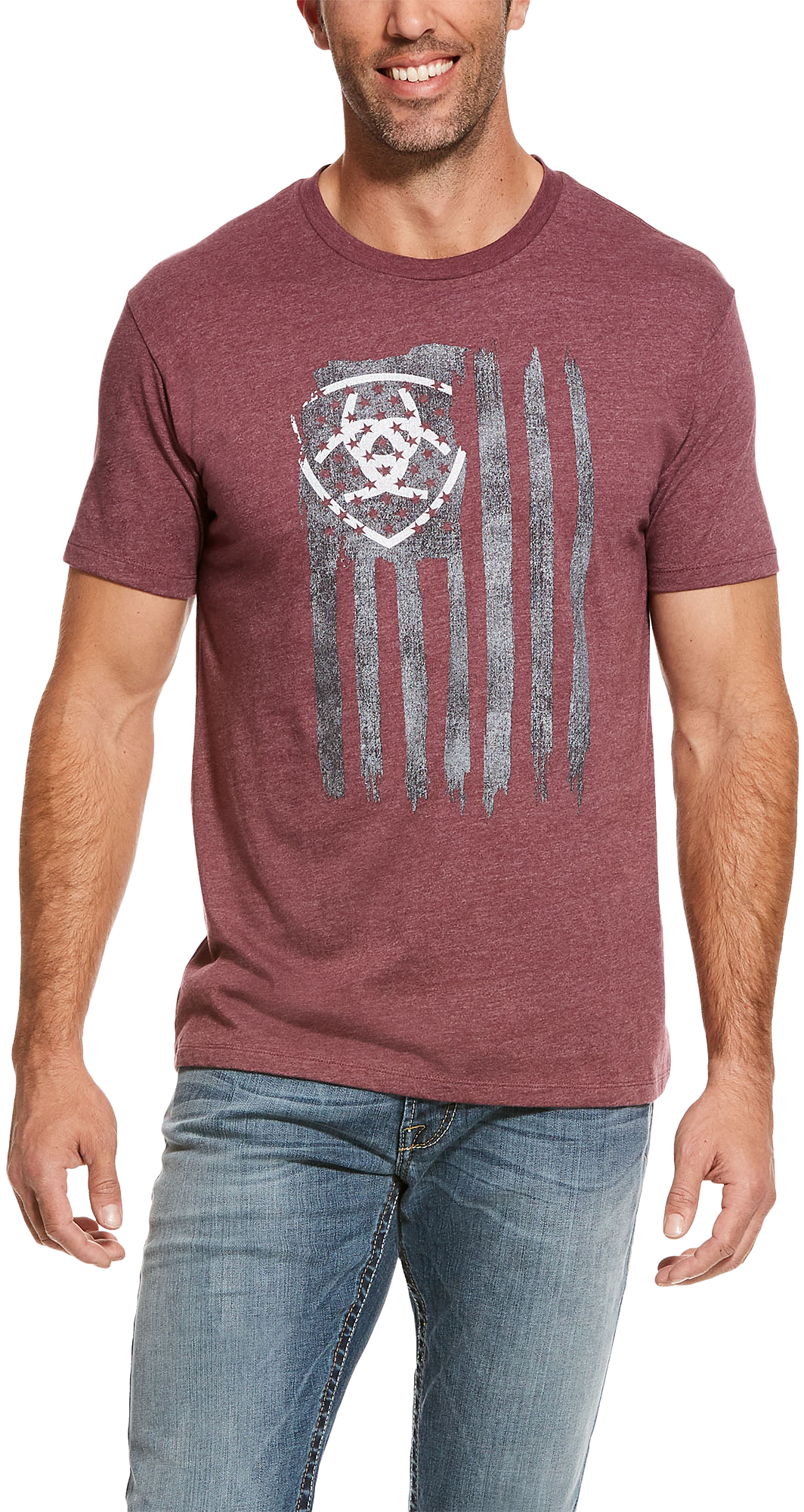 Ariat Vertical Flag Short-Sleeve T-Shirt for Men - Burgundy - L product image