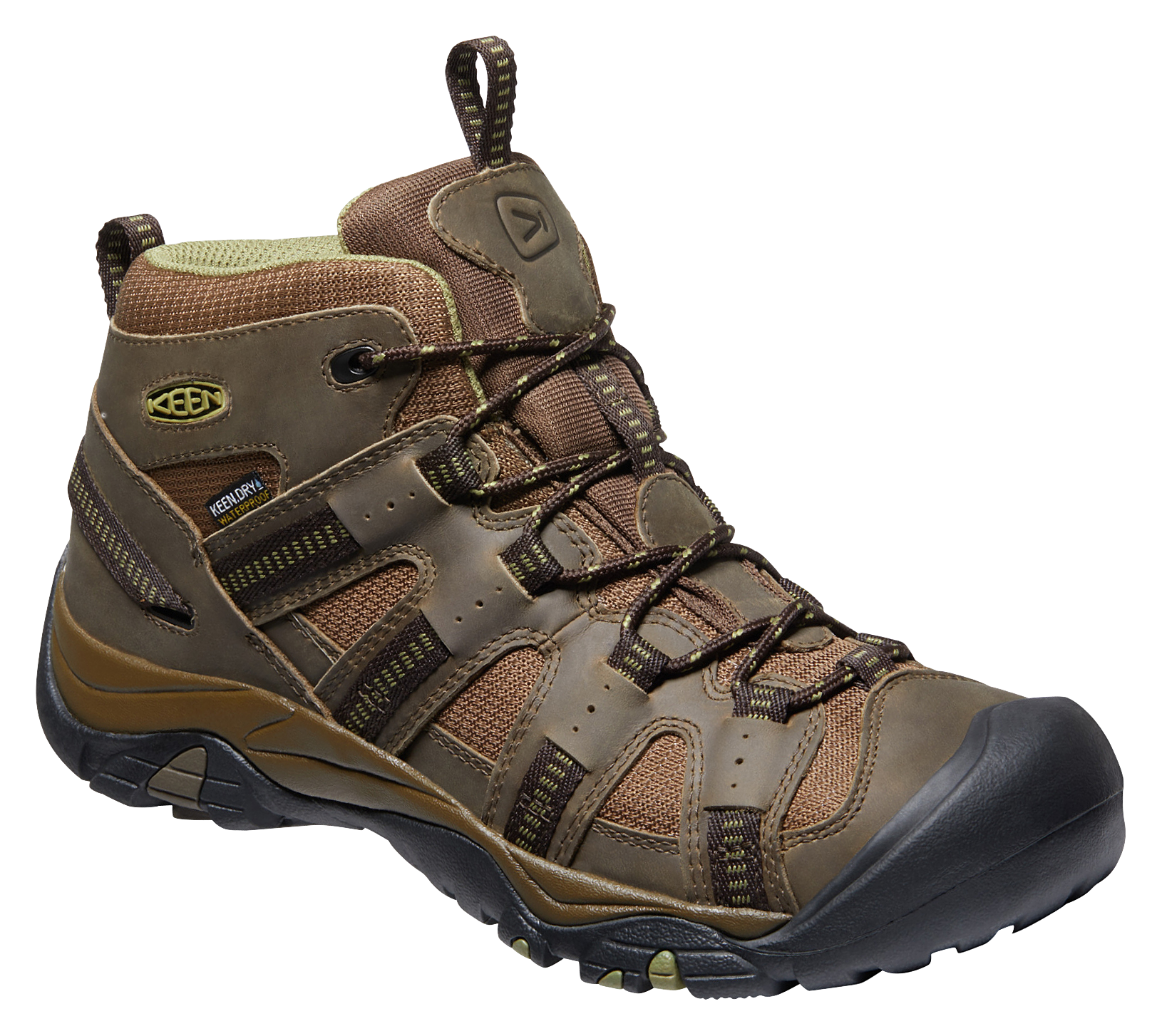 KEEN Siskiyou II Mid Waterproof Hiking Boots for Men - Dark Olive/Olive Drab - 10.5M