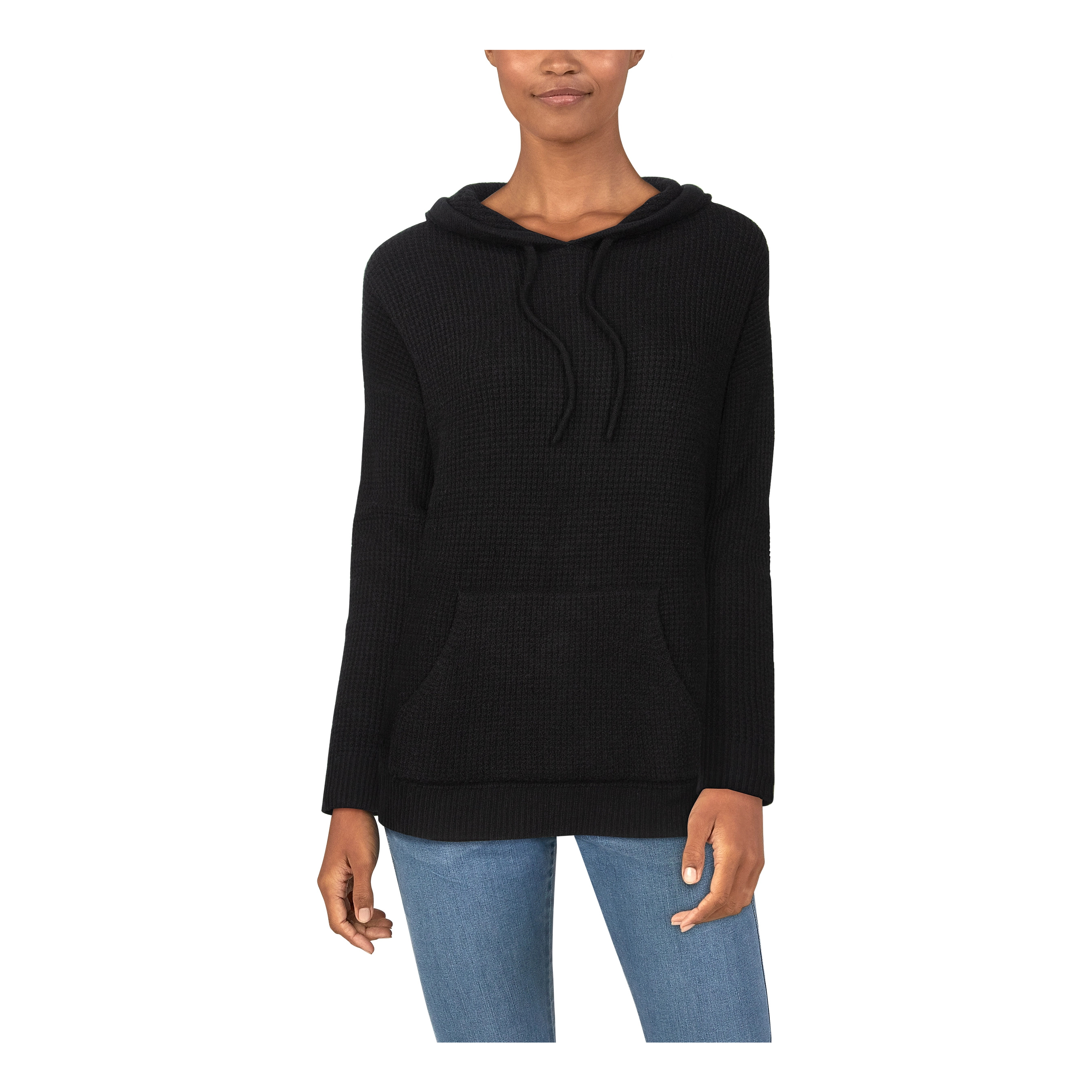 Natural Reflections Waffle Hooded Long-Sleeve Sweater for Ladies - Anthracite - L product image