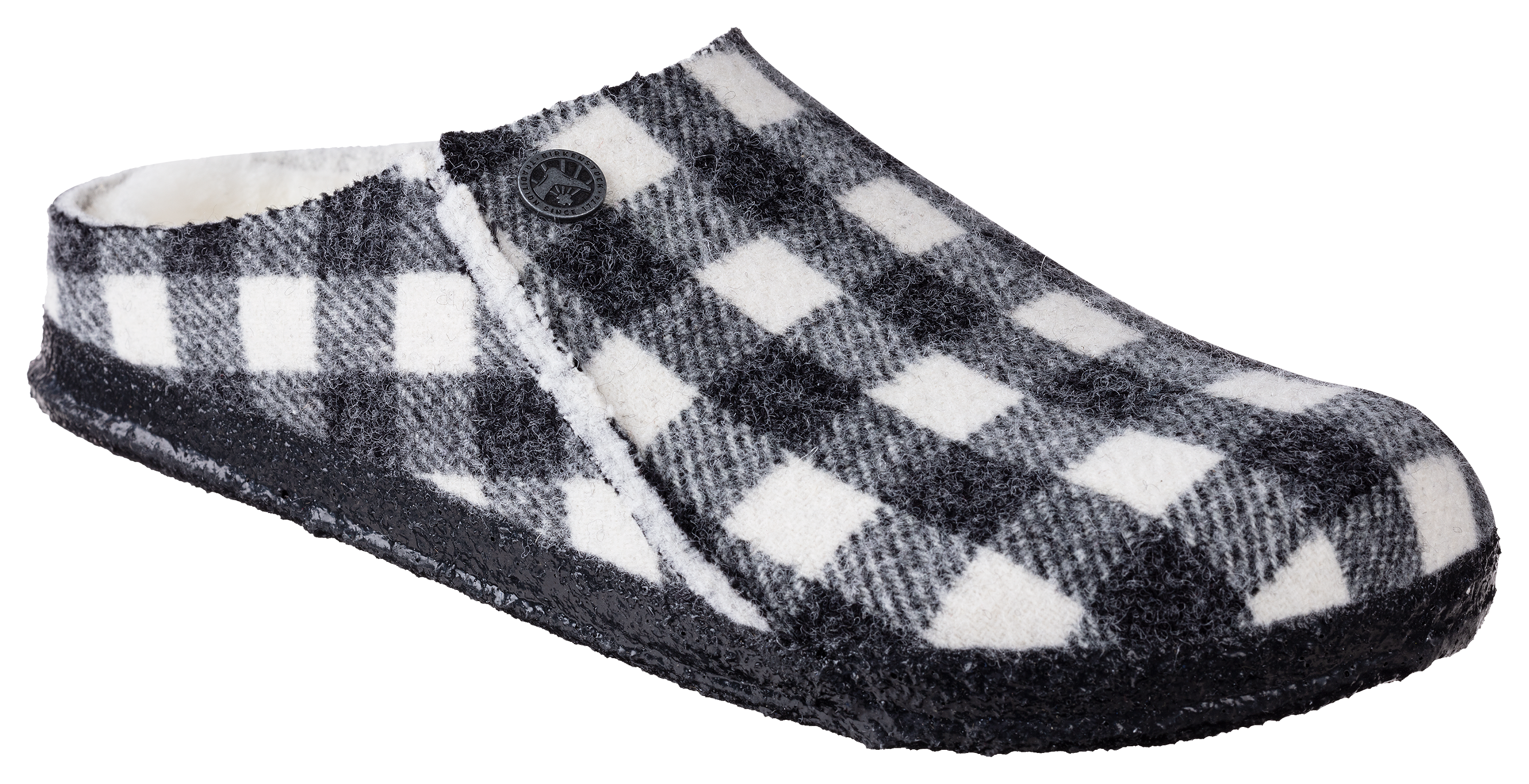 Birkenstock Zermatt Wool Felt Slippers for Ladies - Plaid White/Natural - 38M