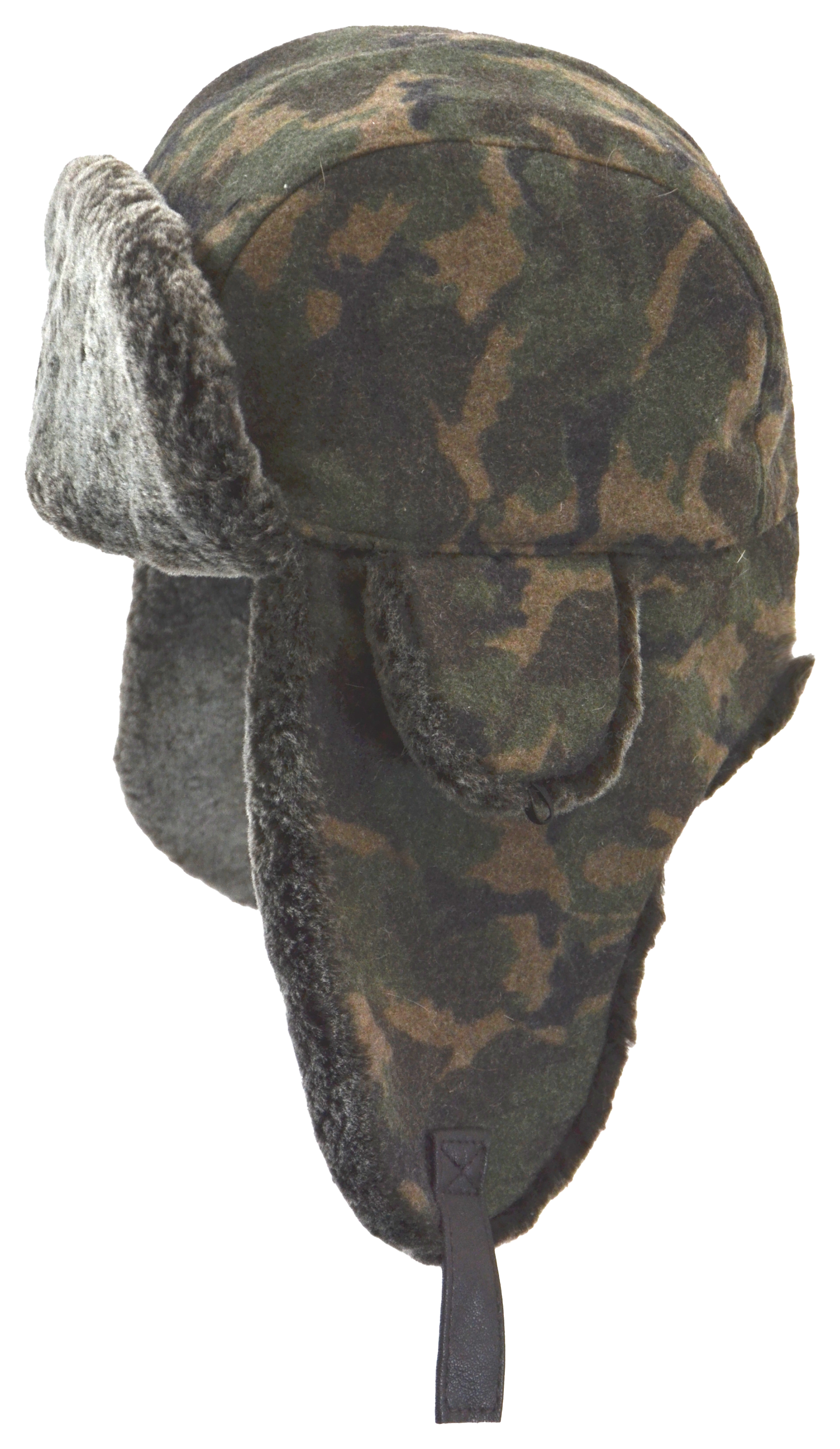 Image of Crown Cap Shearling Aviator with Melton Wool Blend Camouflage - Camo/Grey - M