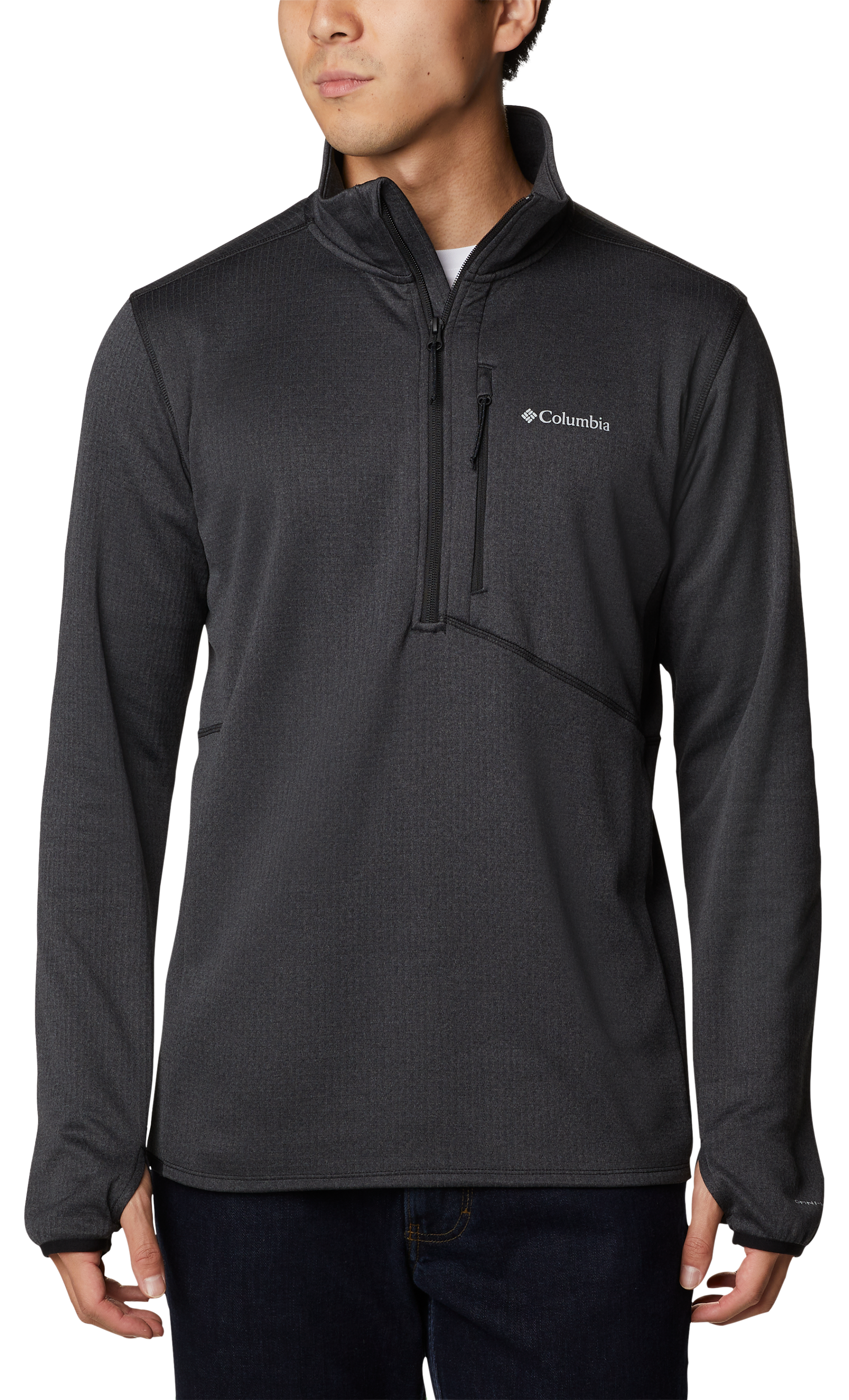 Columbia Park View Fleece Half-Zip Long-Sleeve Pullover for Men - Black Heather - L product image